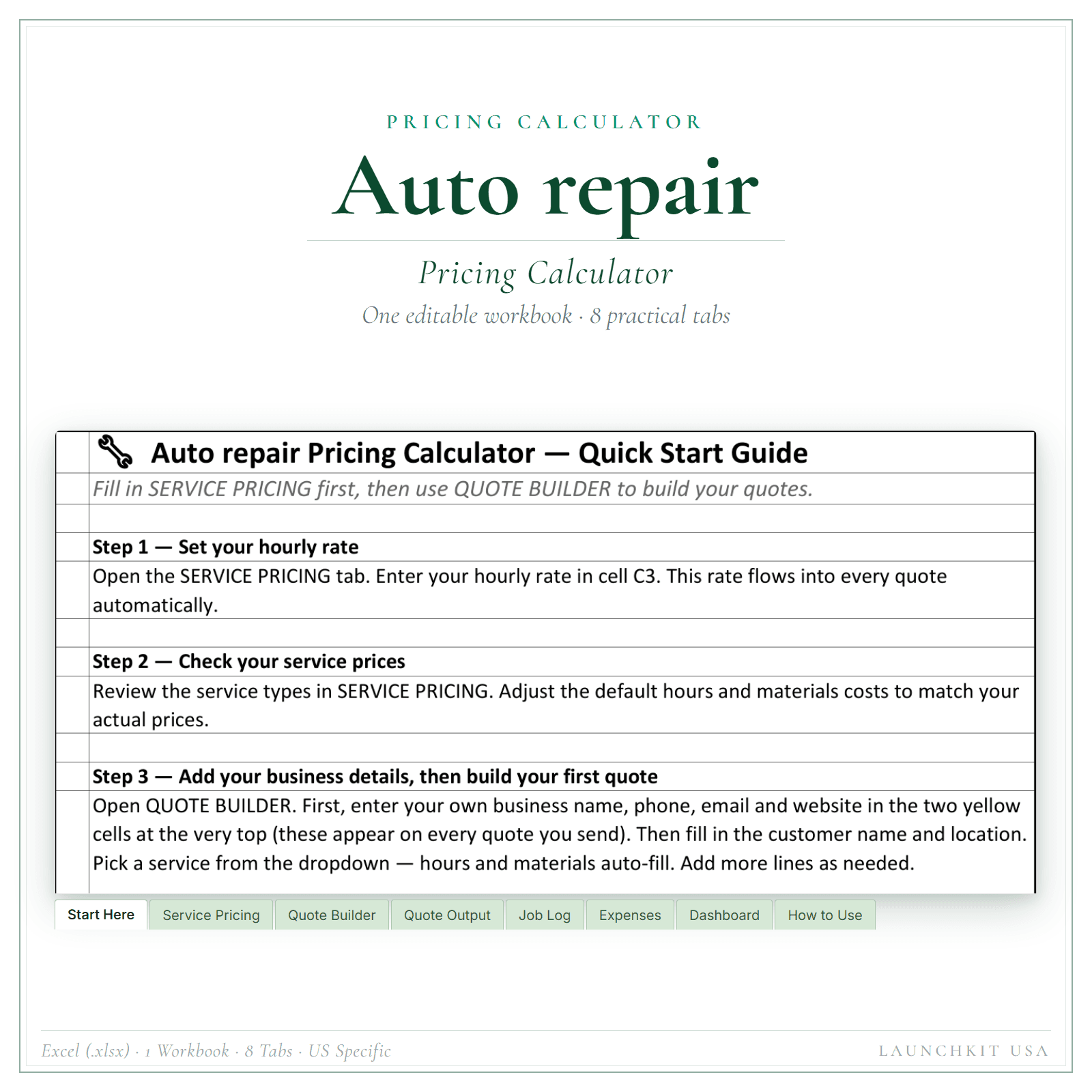 Pricing Calculator for Auto Repair