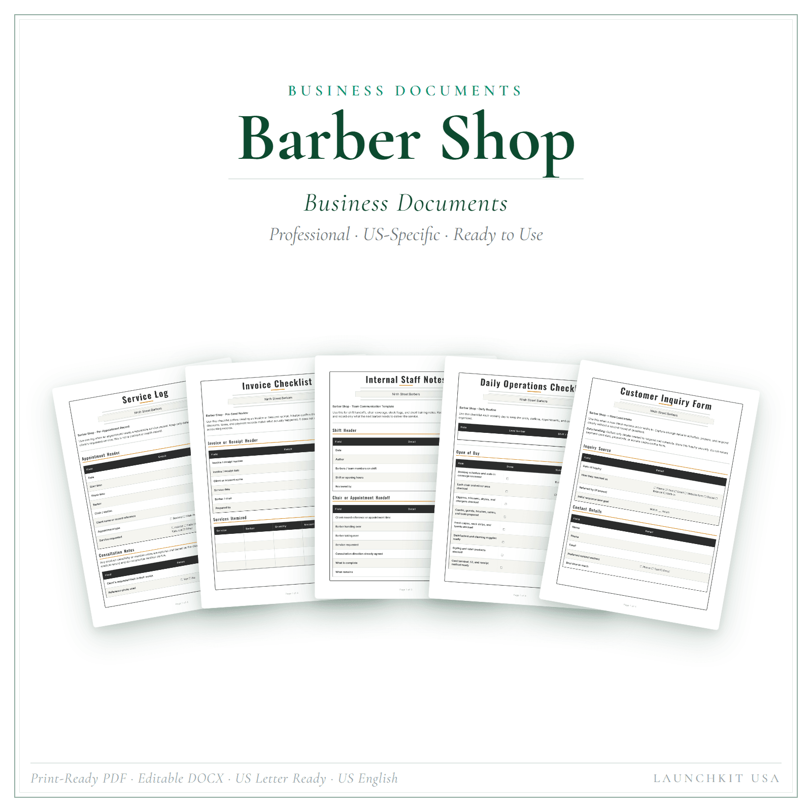 Barber Shop Business Documents Premium