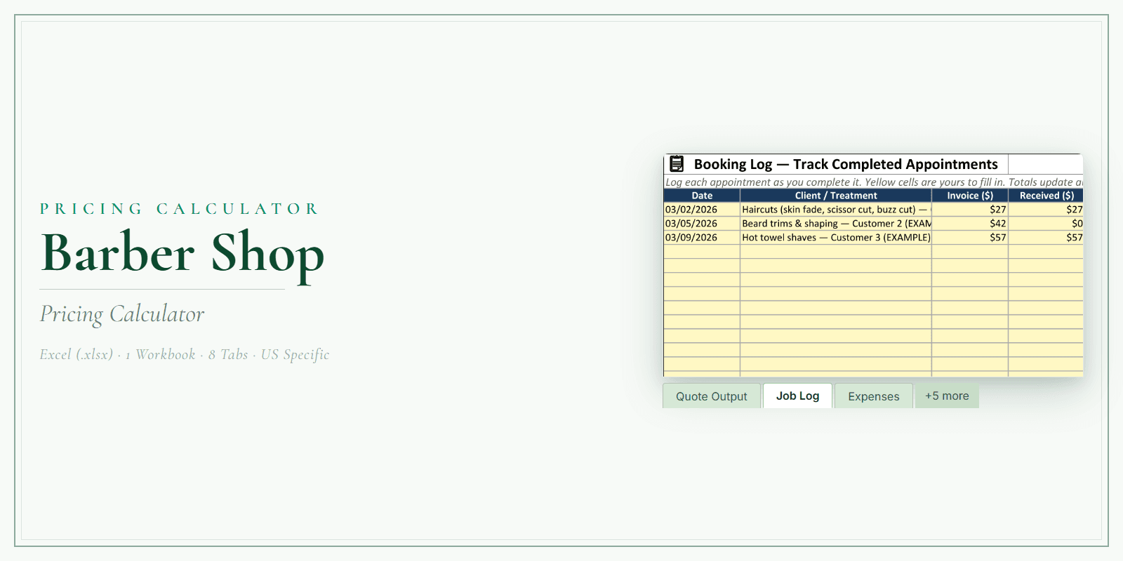 Barber Shop Pricing Calculator product preview