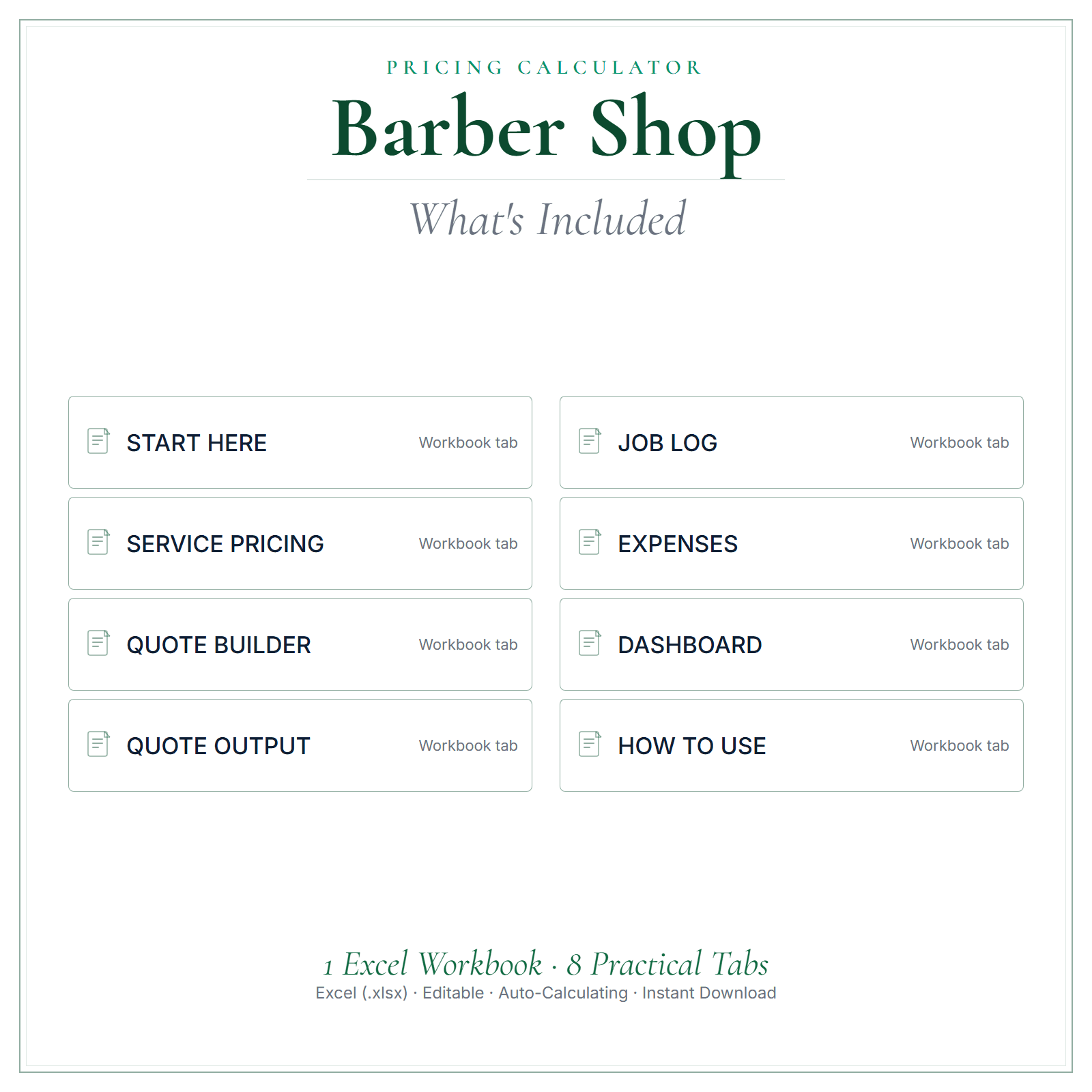 What's included in Barber Shop Pricing Calculator