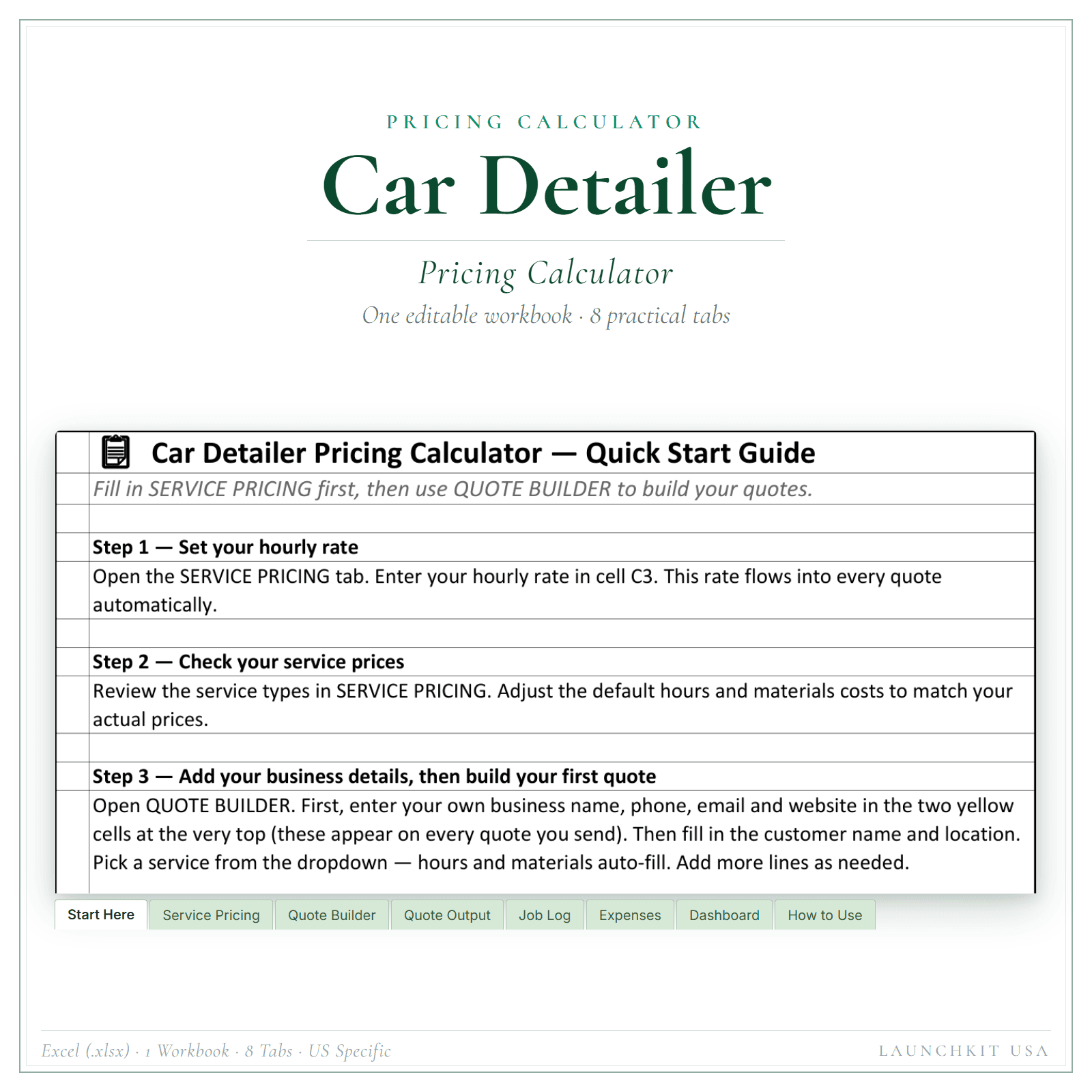 Pricing Calculator for Car Detailer