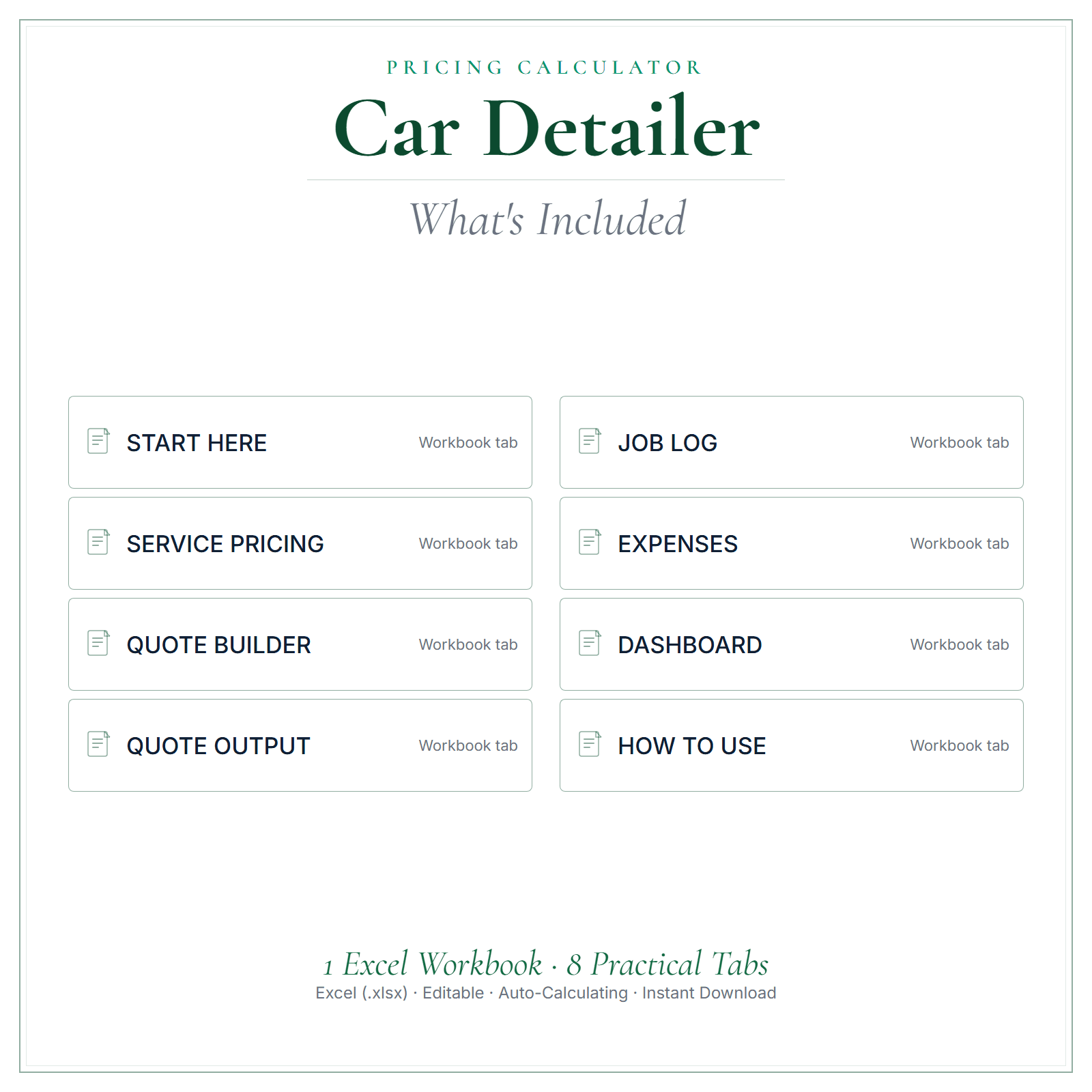 What's included in Car Detailer Pricing Calculator