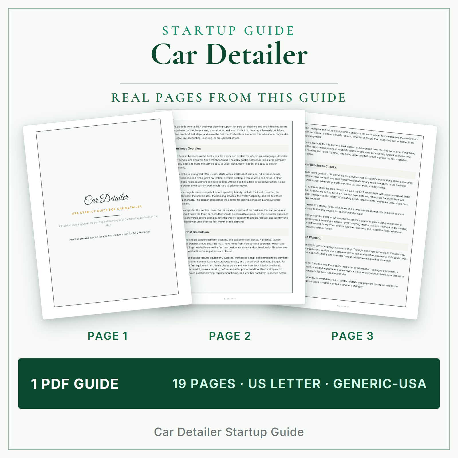 Car Detailer Startup Guide sample pages