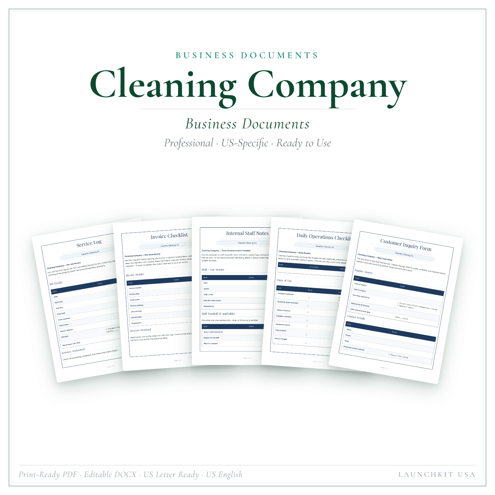 Cleaning Company Business Documents Premium