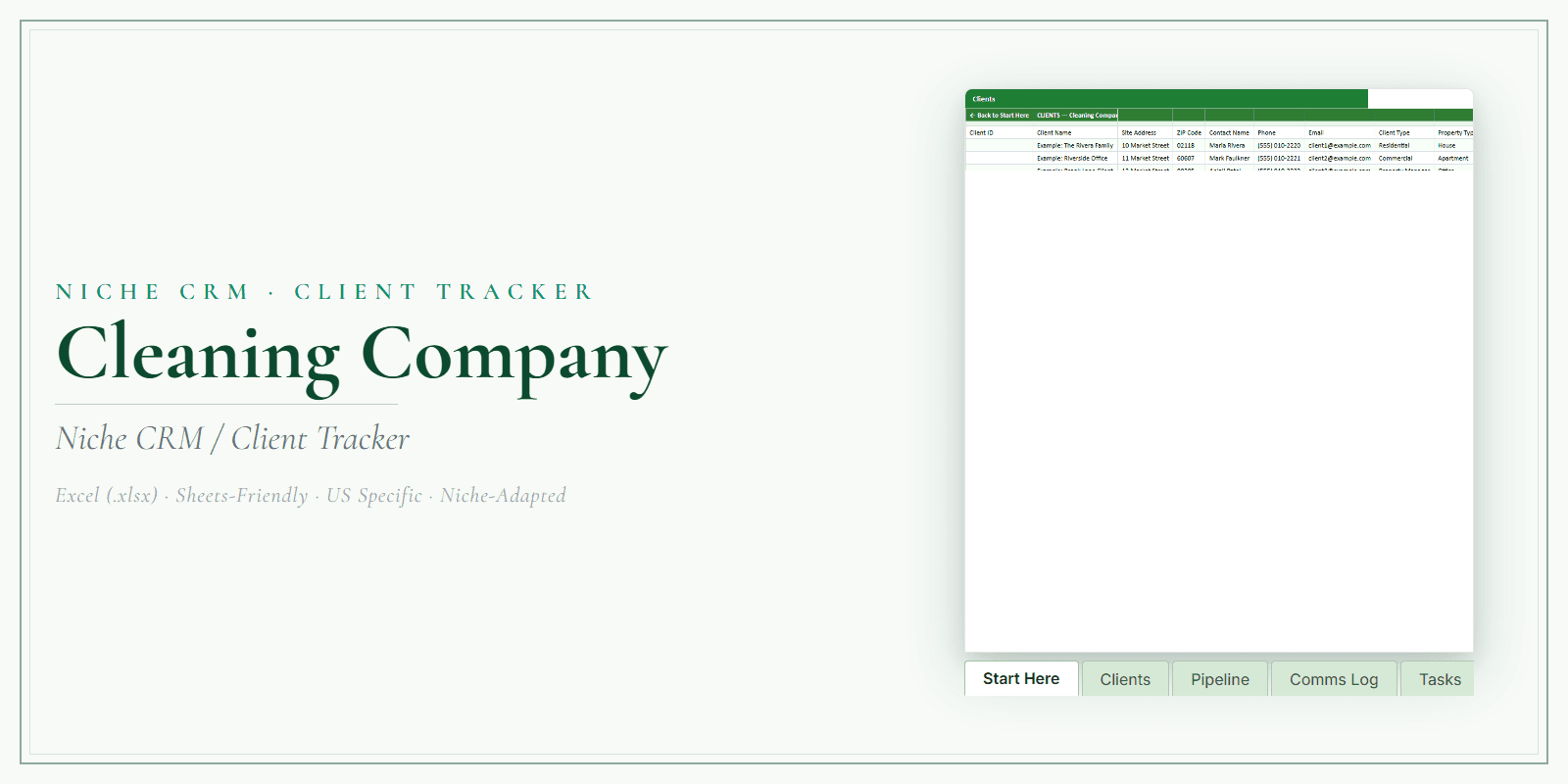Cleaning Company Client Tracker product preview