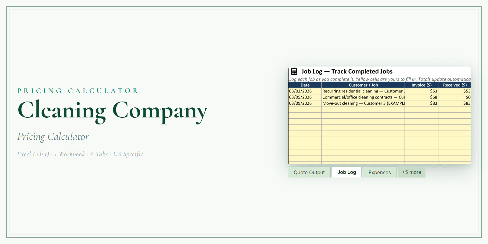 Cleaning Company Pricing Calculator product preview