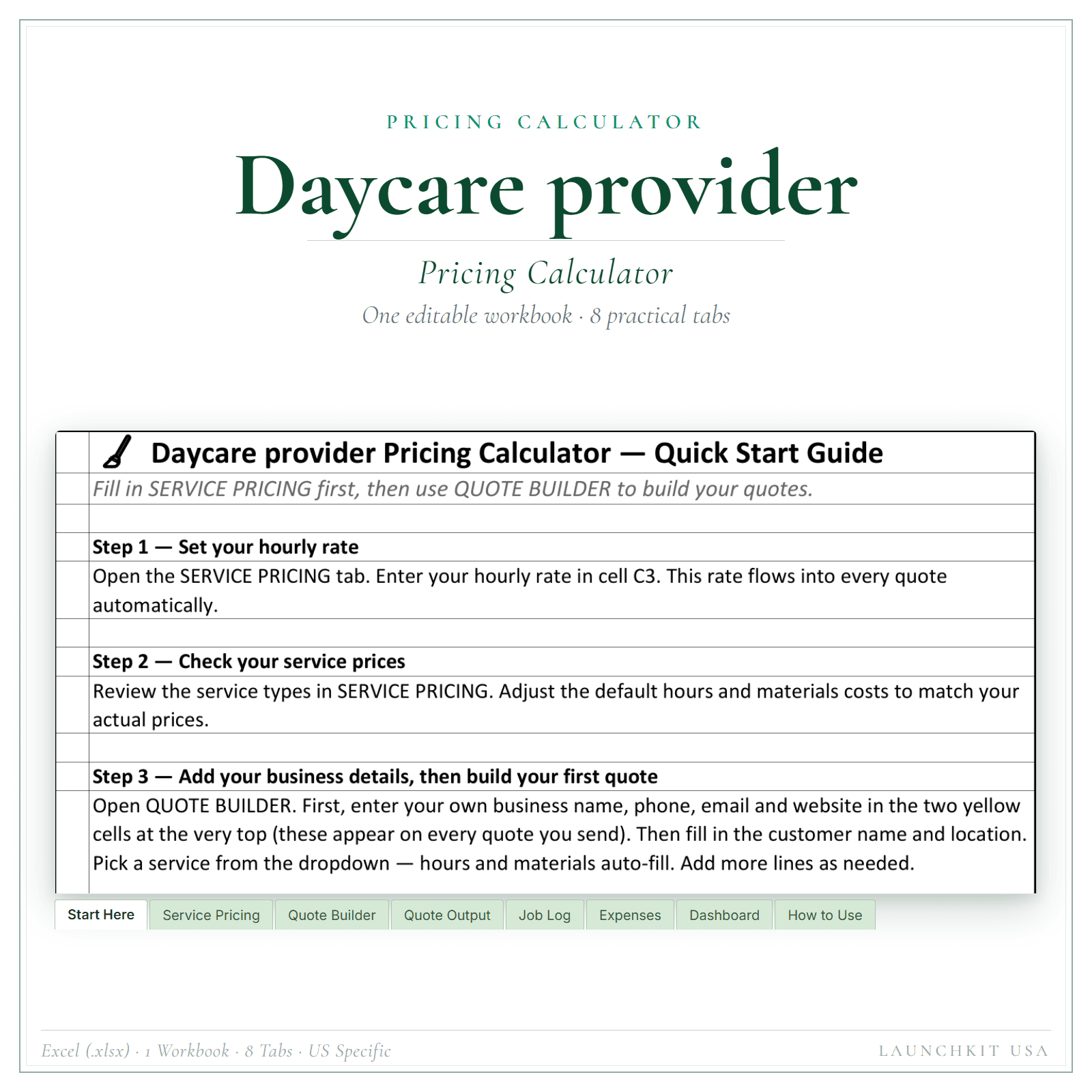 Pricing Calculator for Daycare Provider