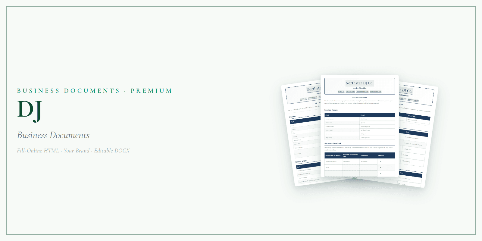 DJ Business Documents — Premium product preview