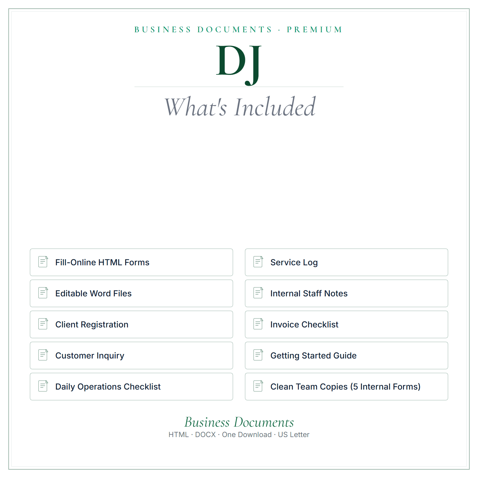 What's included in DJ Business Documents — Premium