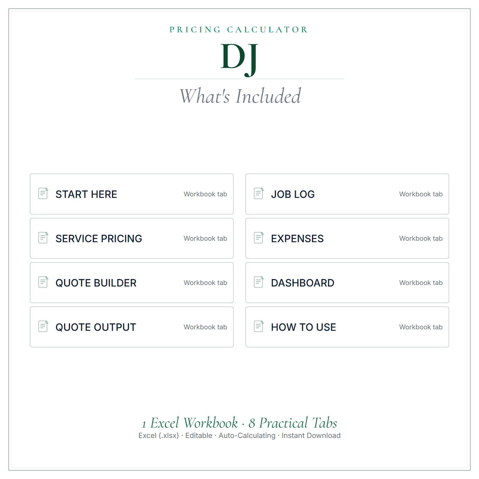 What's included in DJ Pricing Calculator