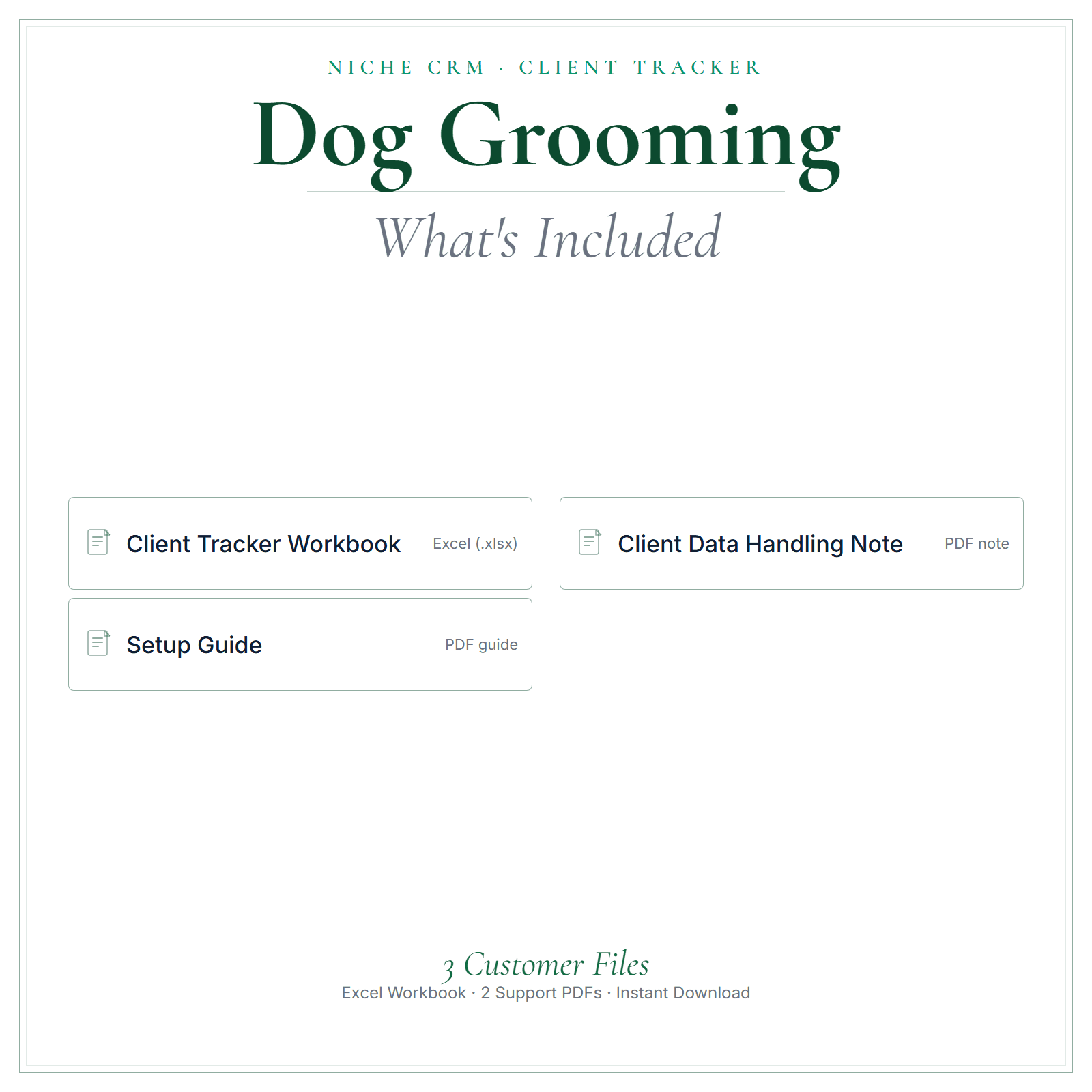 What's included in Dog Grooming Client Tracker