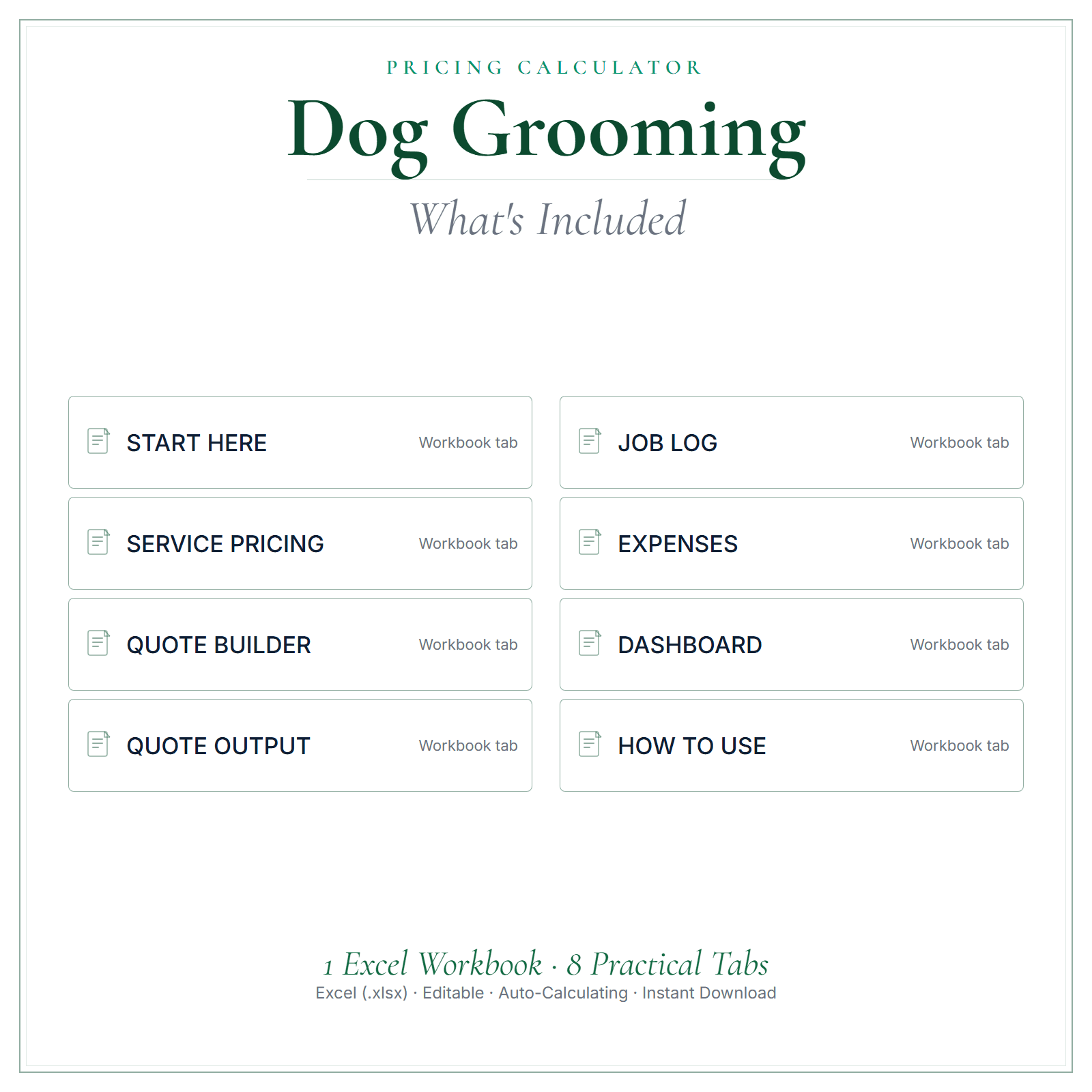 What's included in Dog Grooming Pricing Calculator