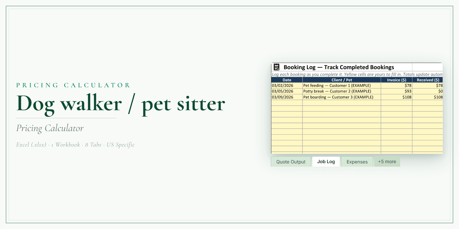 Dog Walker & Pet Sitter Pricing Calculator product preview