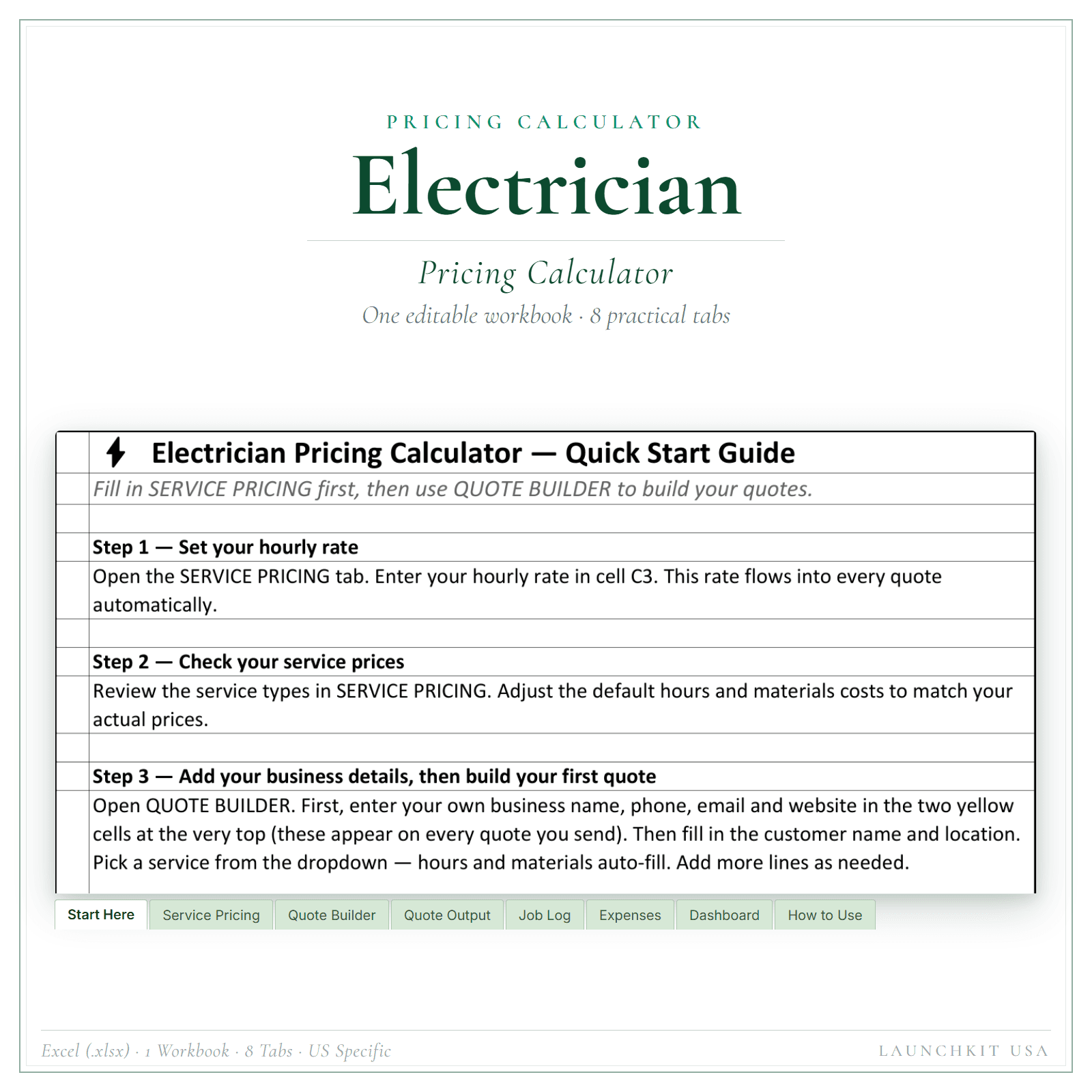 Pricing Calculator for Electrician