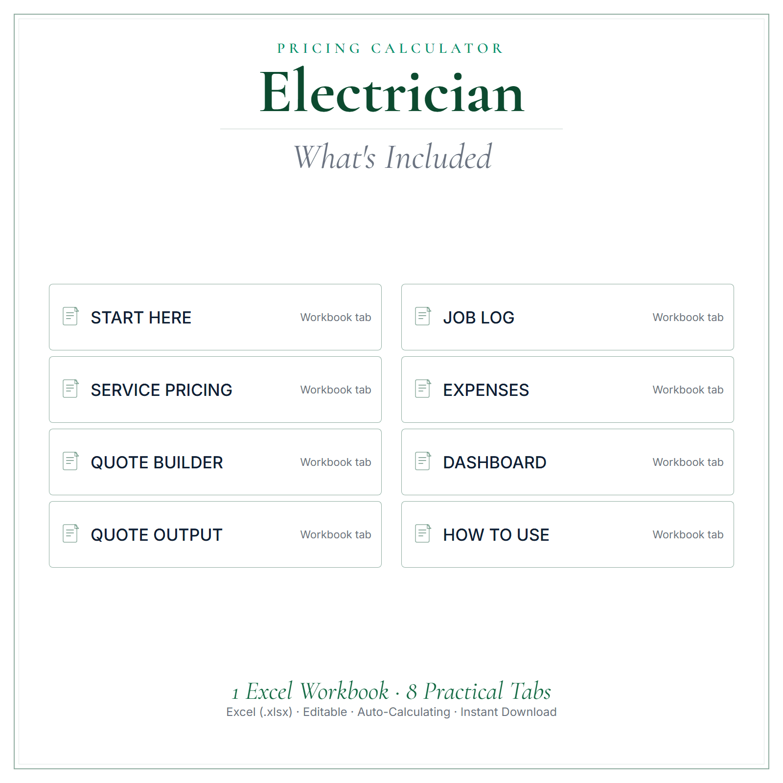 What's included in Electrician Pricing Calculator