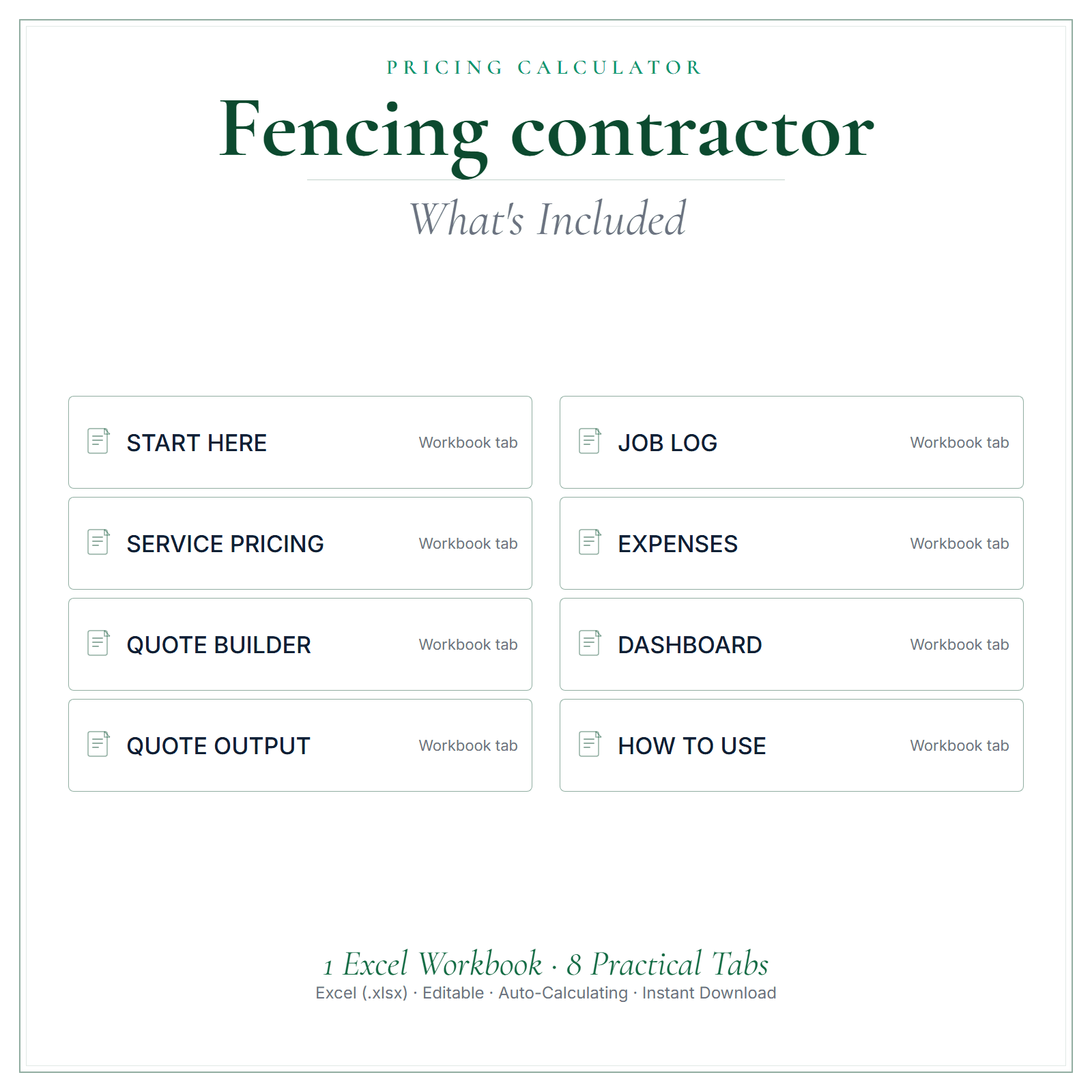 What's included in Fencing Contractor Pricing Calculator