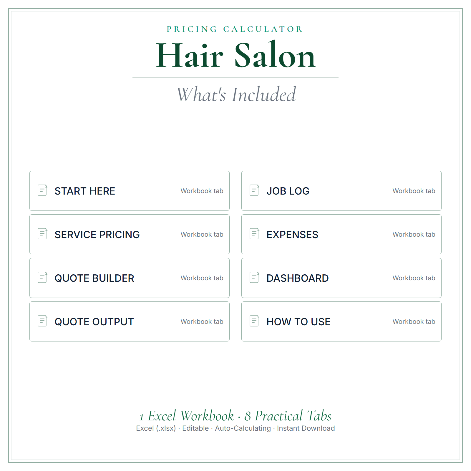 What's included in Hair Salon Pricing Calculator