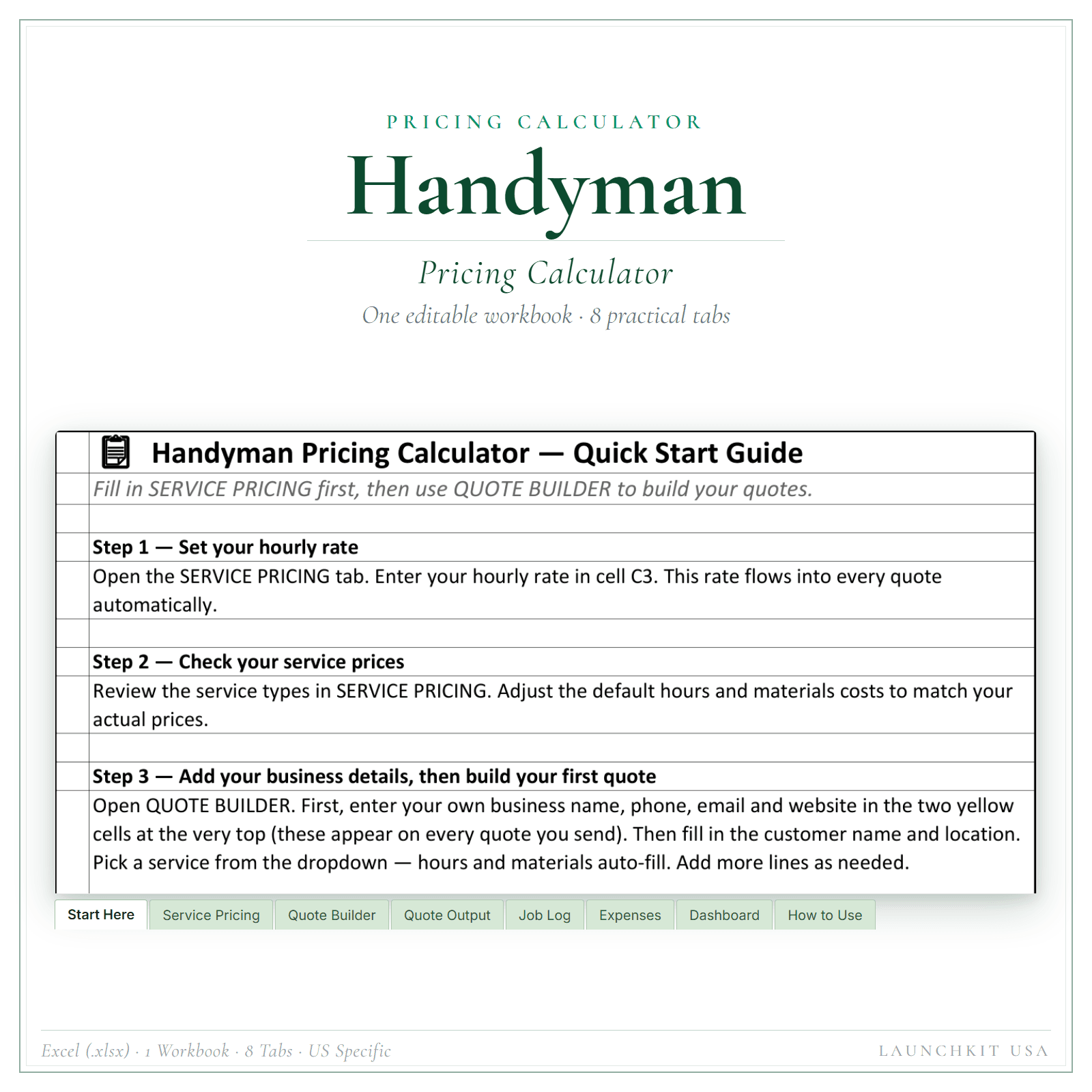Pricing Calculator for Handyman