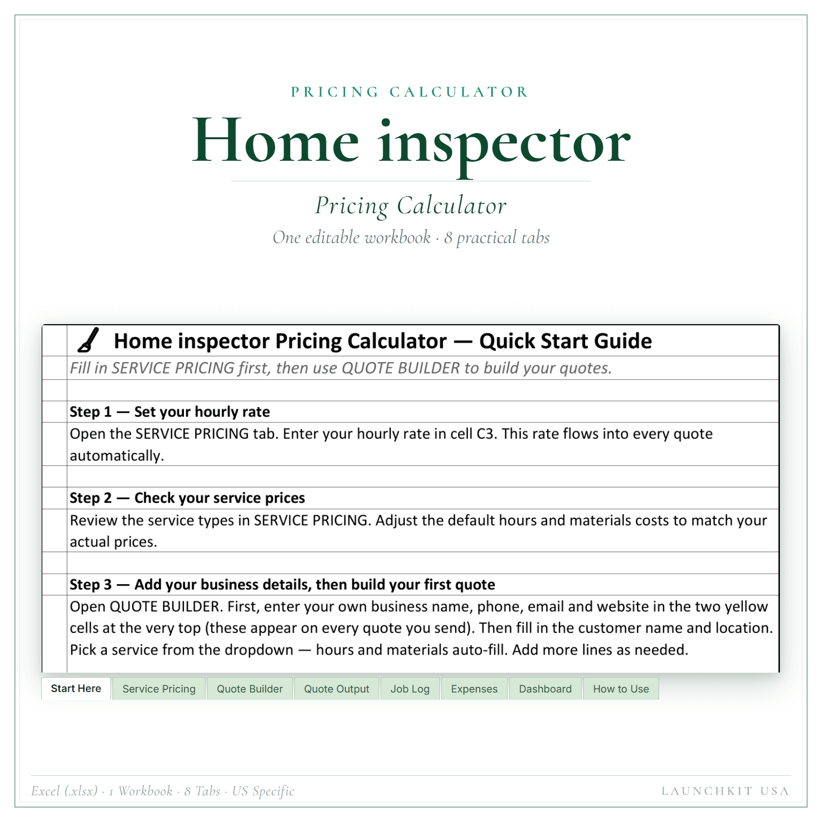 Pricing Calculator for Home Inspector