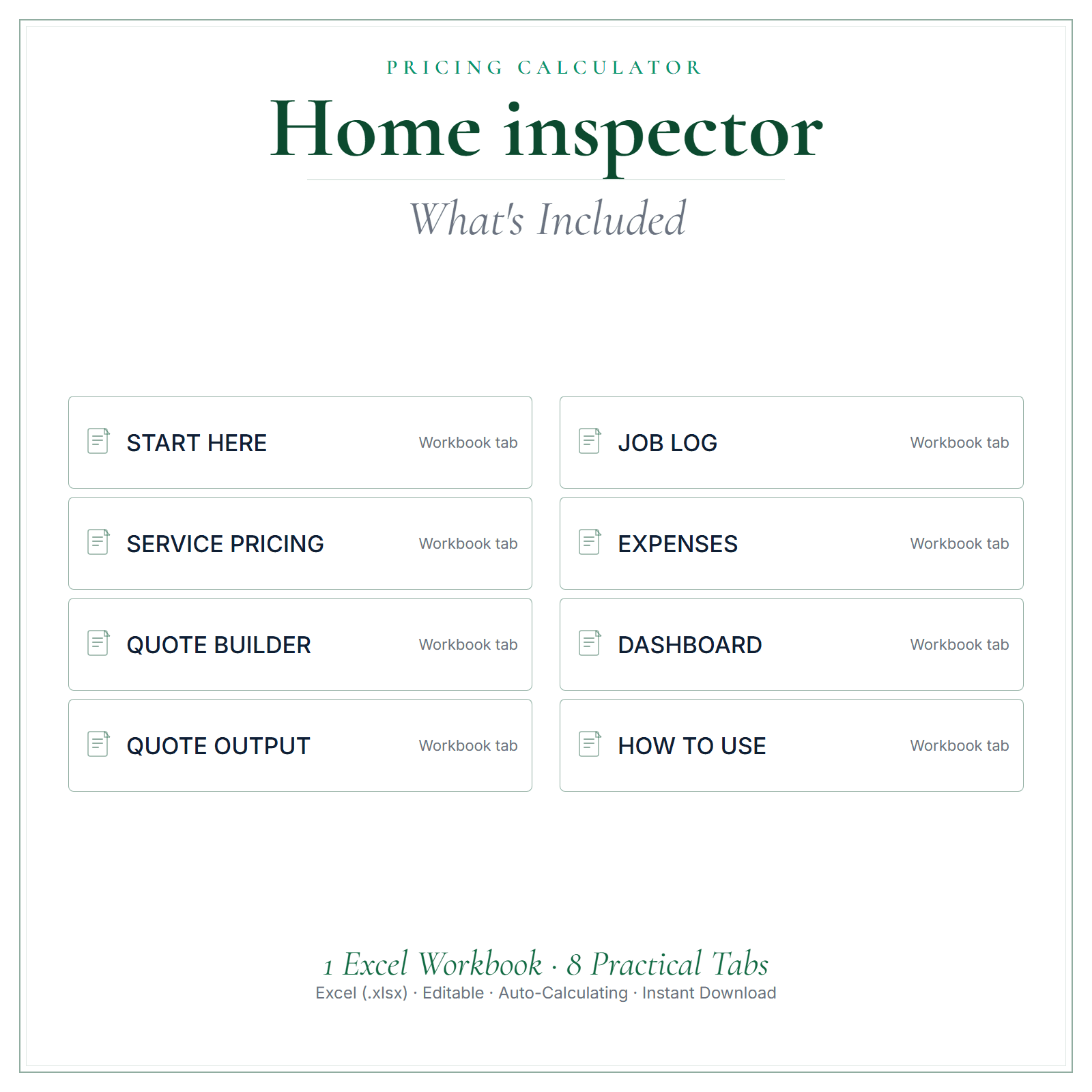 What's included in Home Inspector Pricing Calculator