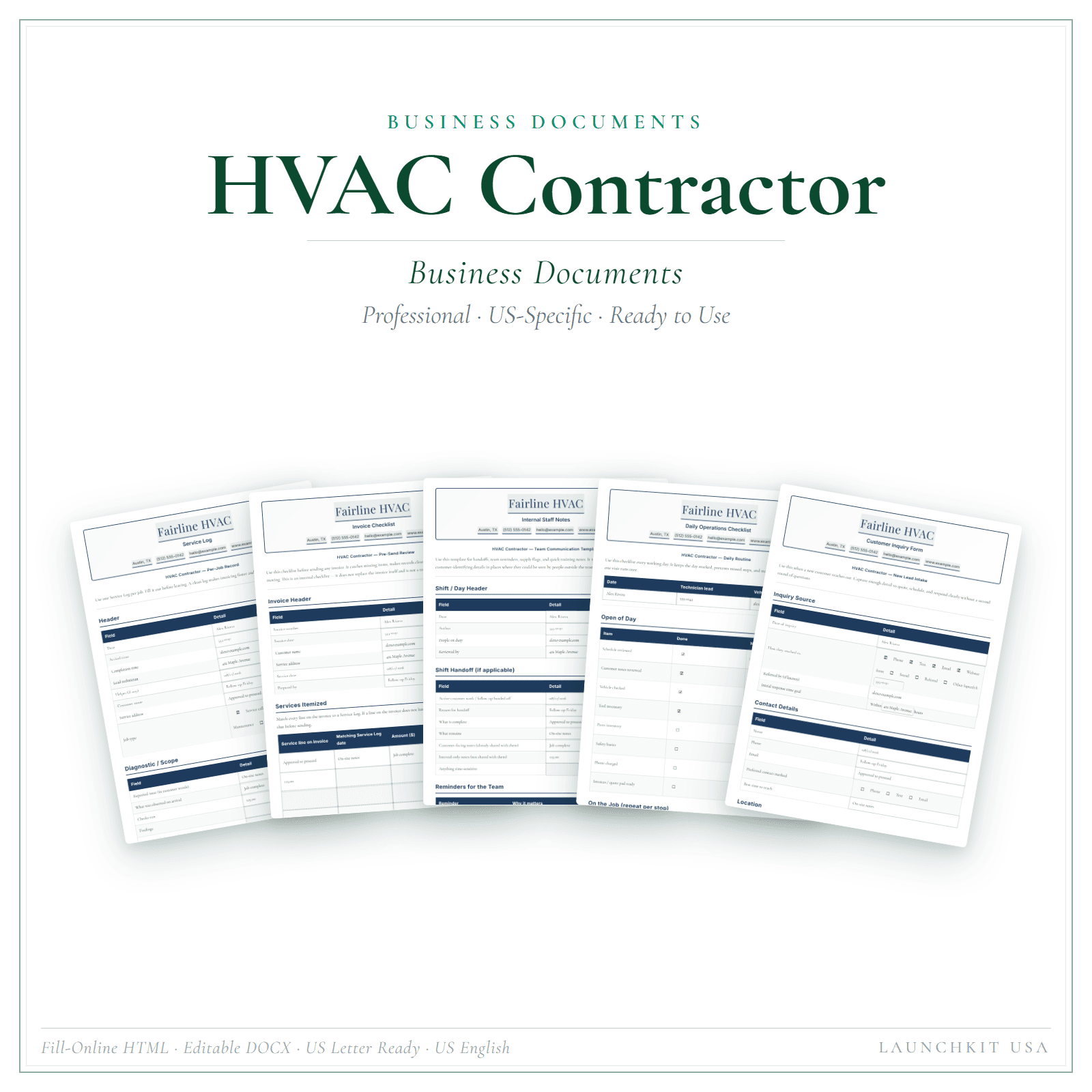 Business Documents for HVAC Contractor