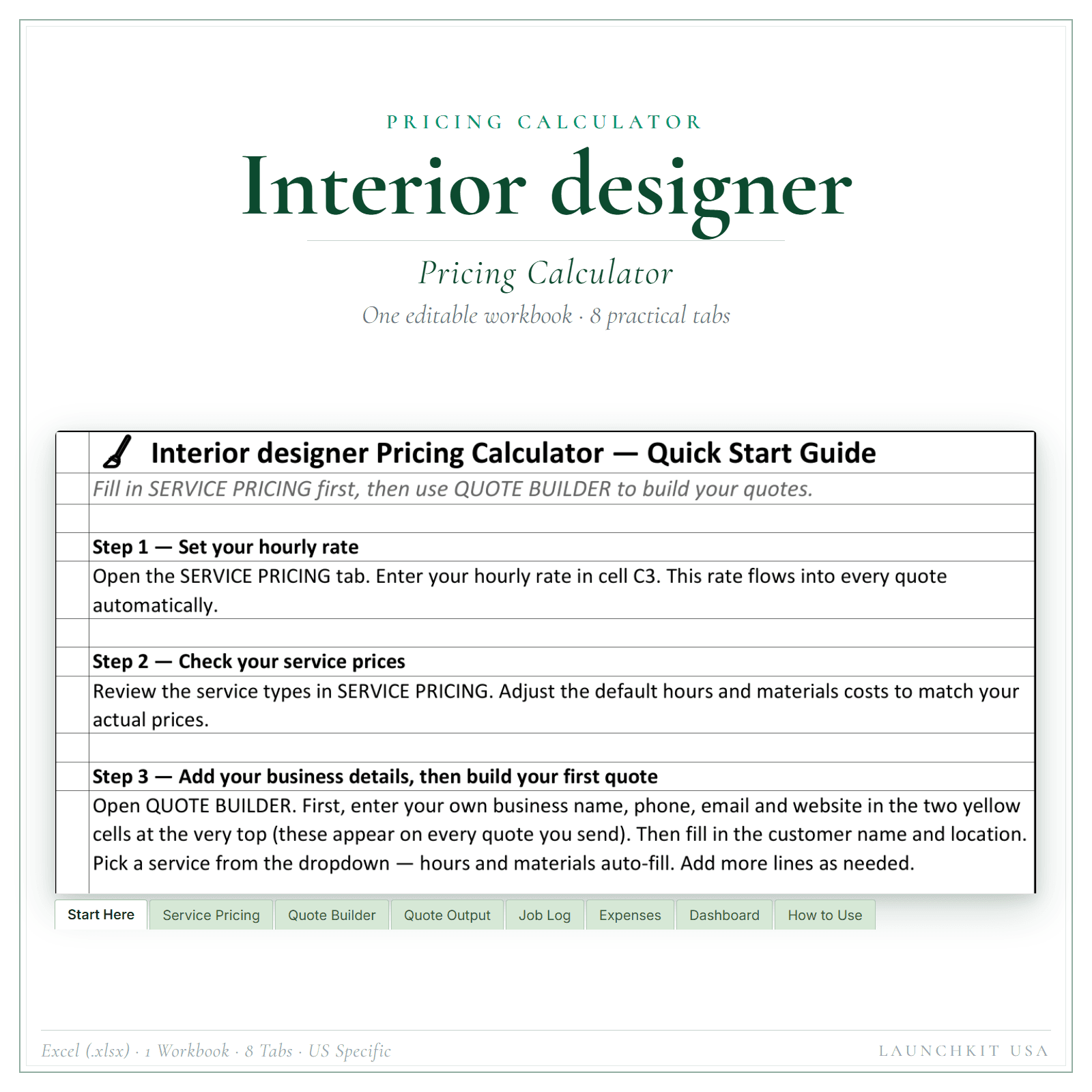 Pricing Calculator for Interior Designer