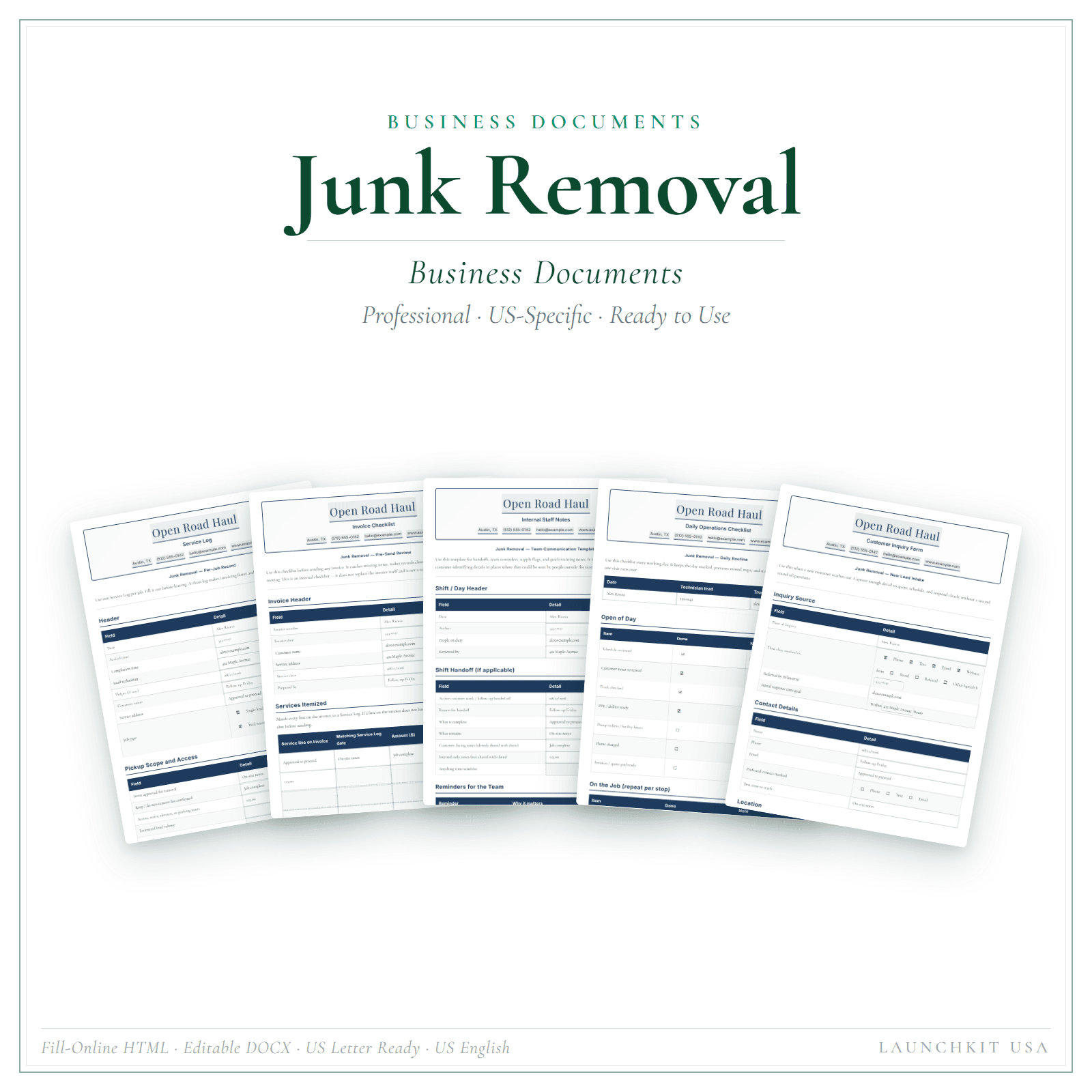 Business Documents for Junk Removal