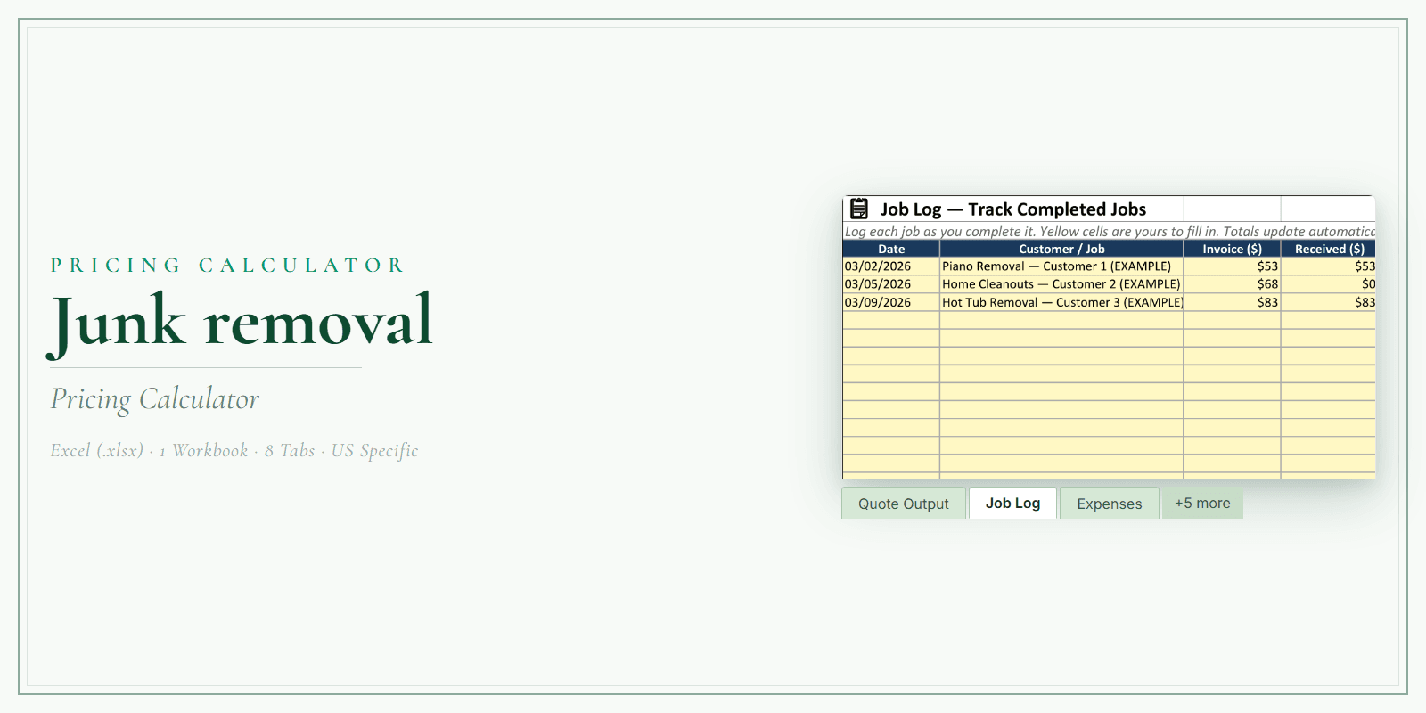 Junk Removal Pricing Calculator product preview