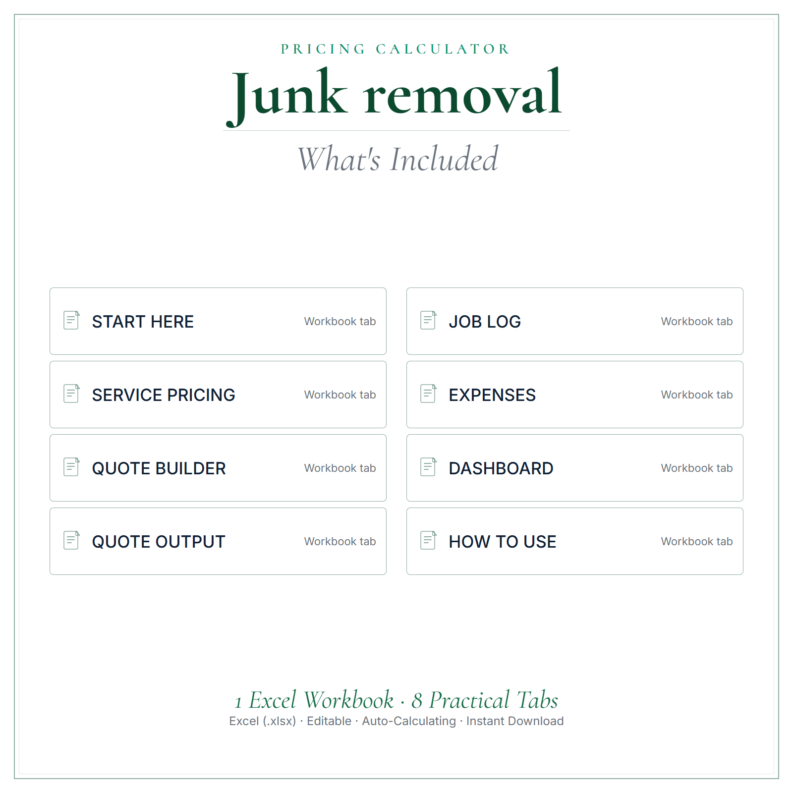 What's included in Junk Removal Pricing Calculator