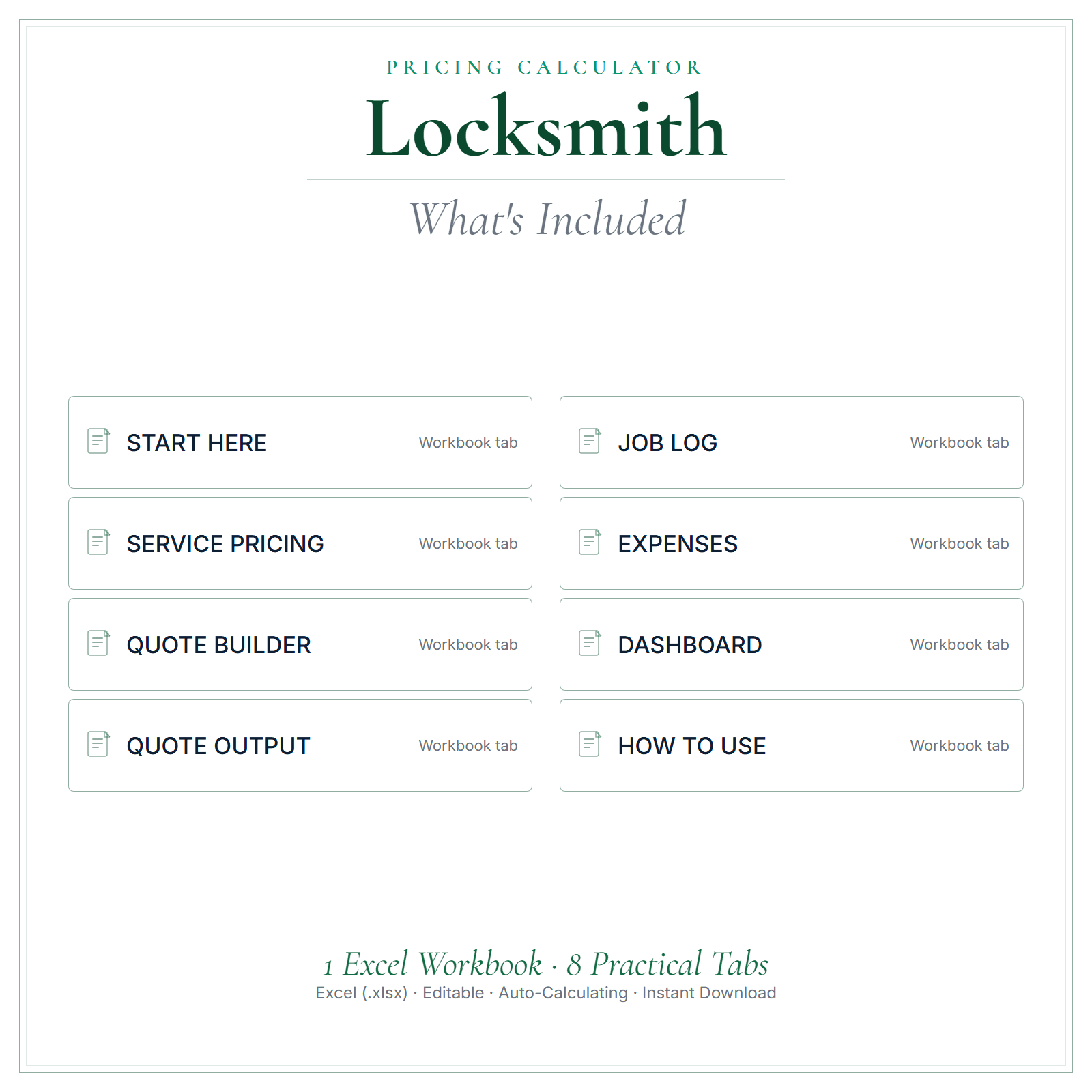 What's included in Locksmith Pricing Calculator