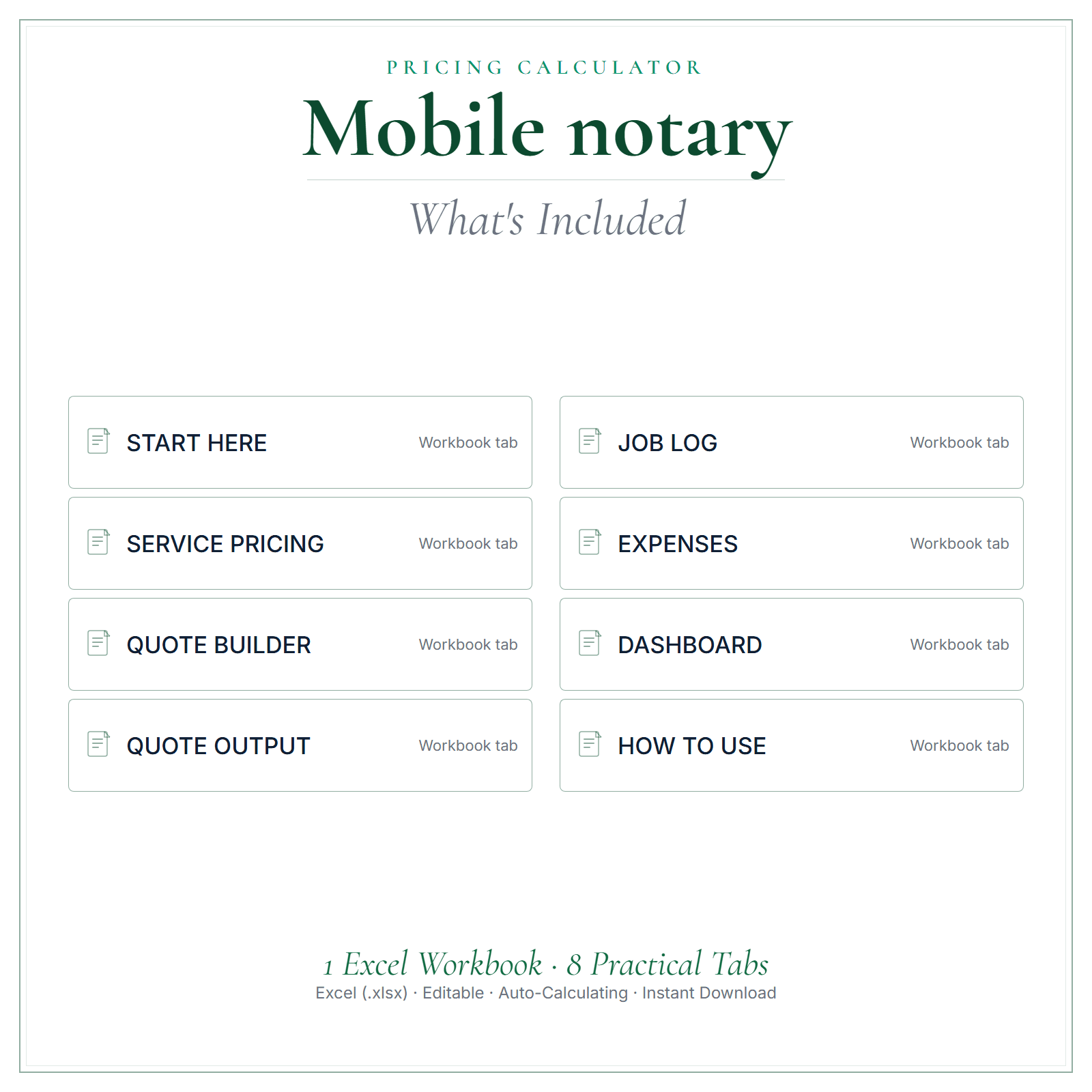 What's included in Mobile Notary Pricing Calculator