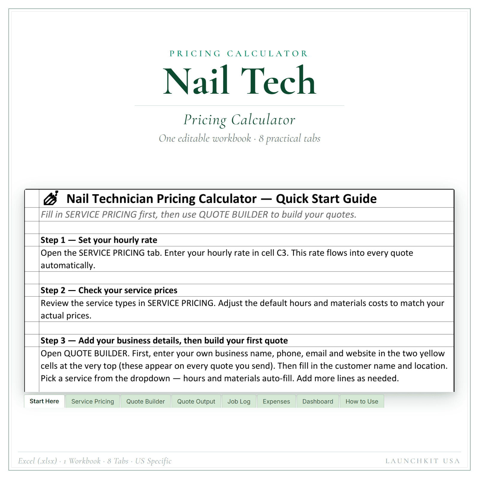 Nail Tech Pricing Calculator