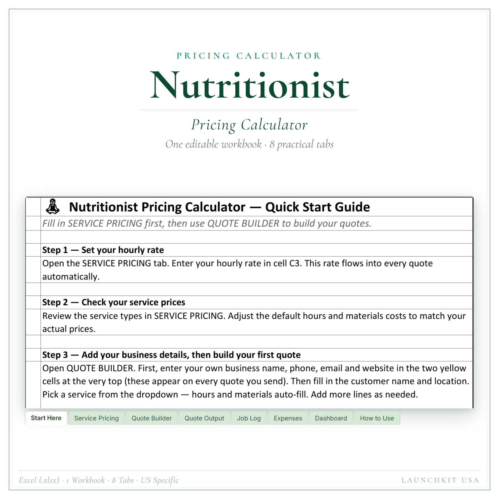 Pricing Calculator for Nutritionist