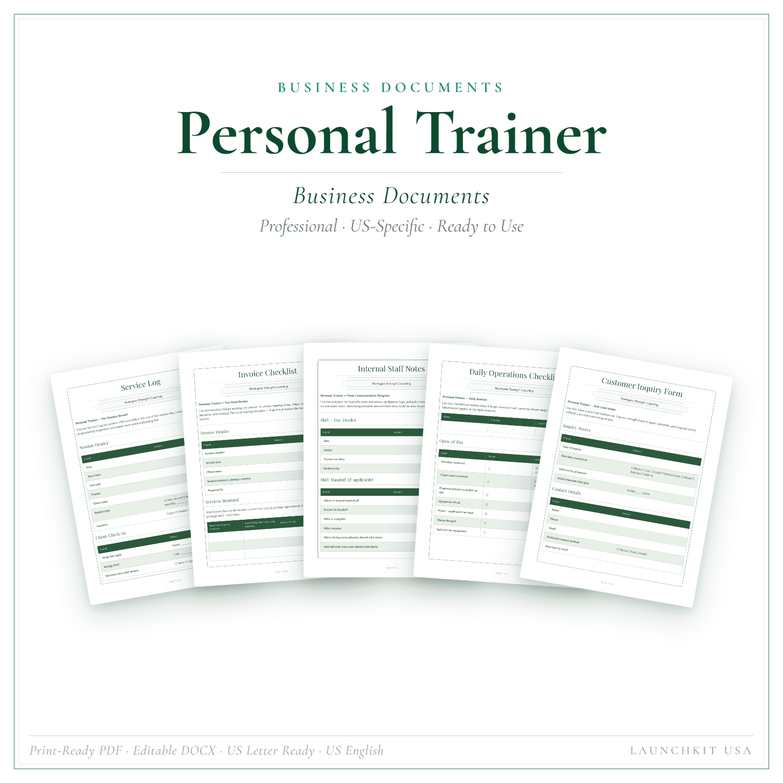 Personal Trainer Business Documents Premium