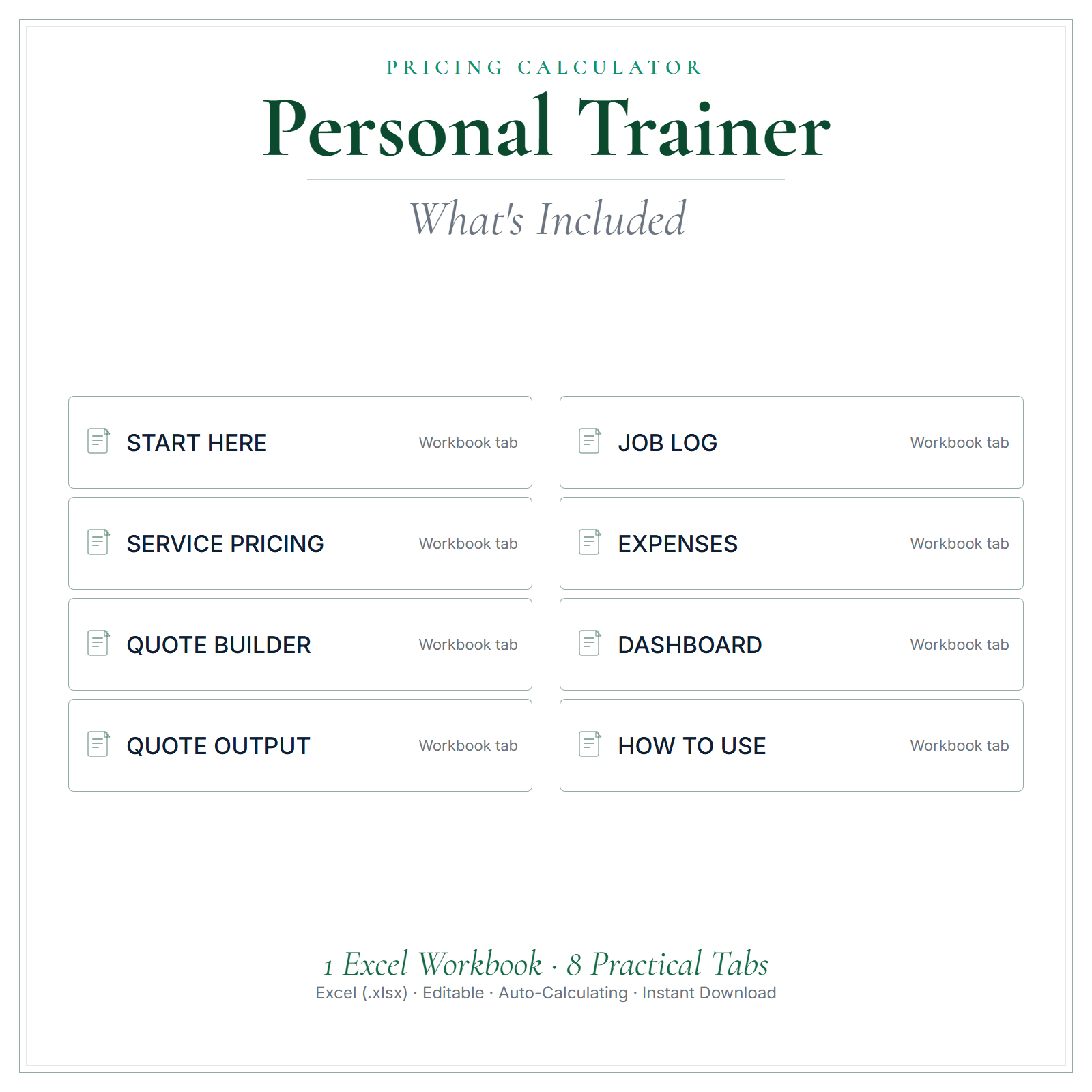 What's included in Personal Trainer Pricing Calculator
