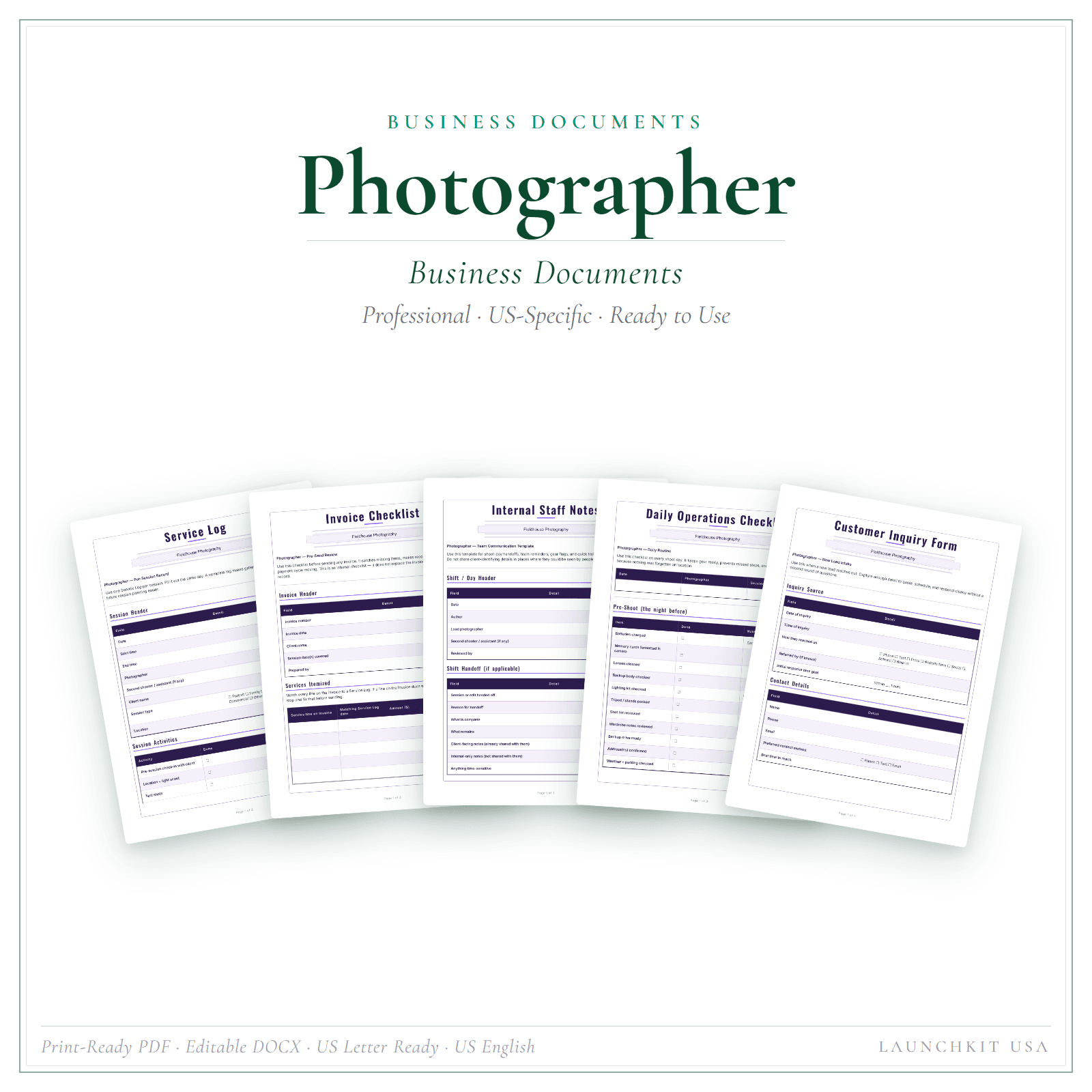 Photographer Business Documents Premium