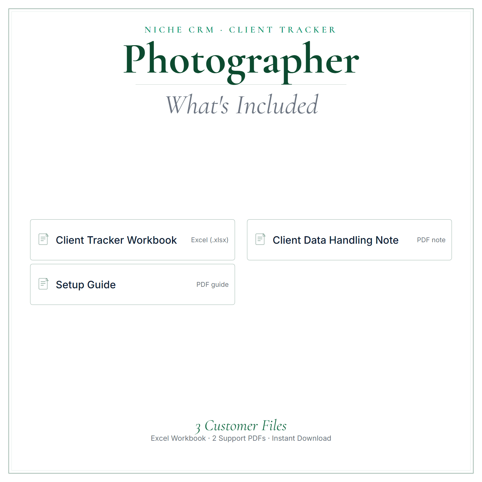 What's included in Photographer Client Tracker