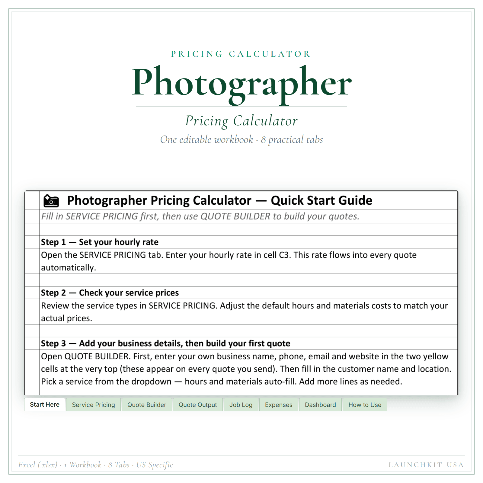 Photographer Pricing Calculator