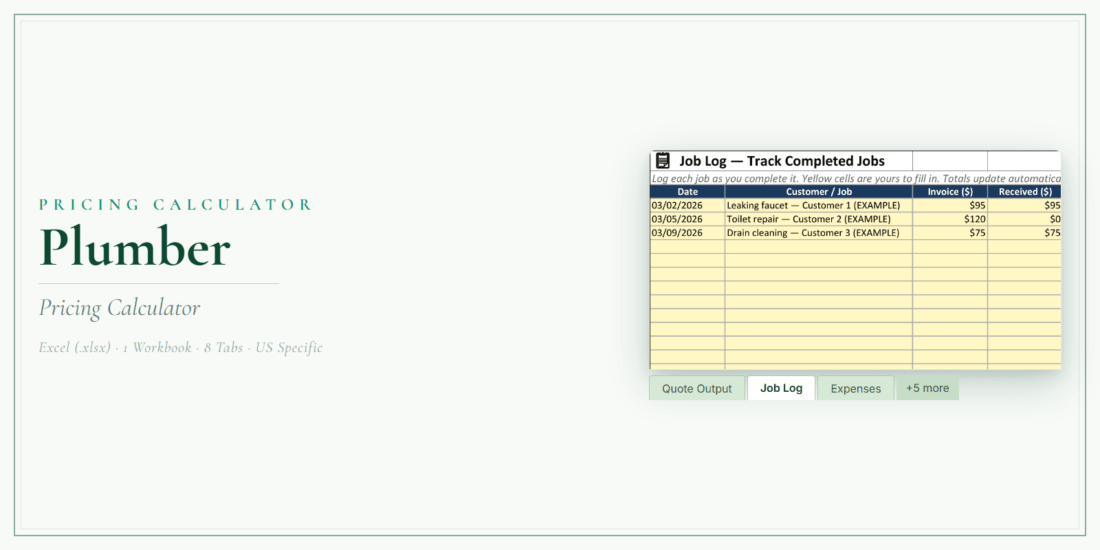 Plumber Pricing Calculator product preview