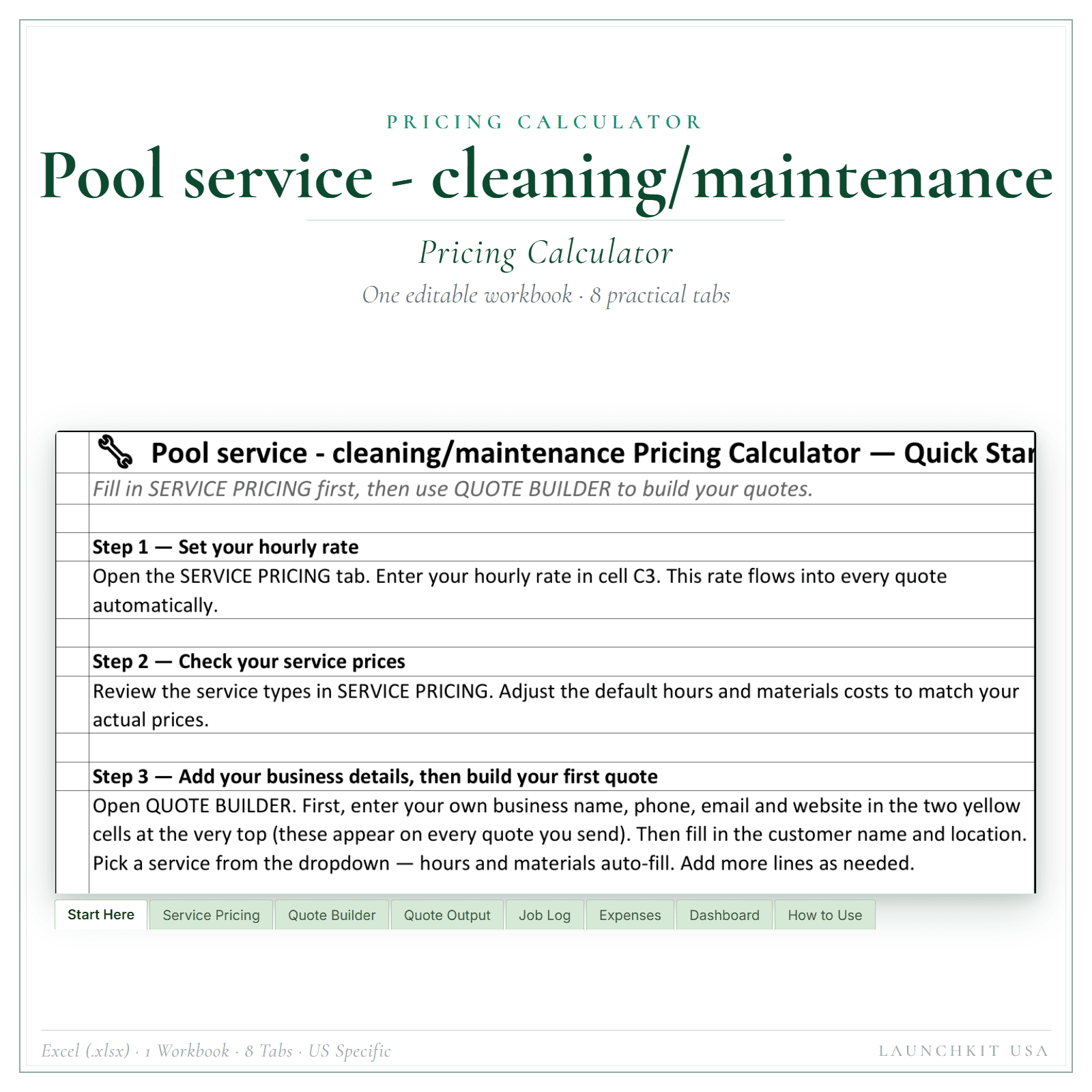Pricing Calculator for Pool Service