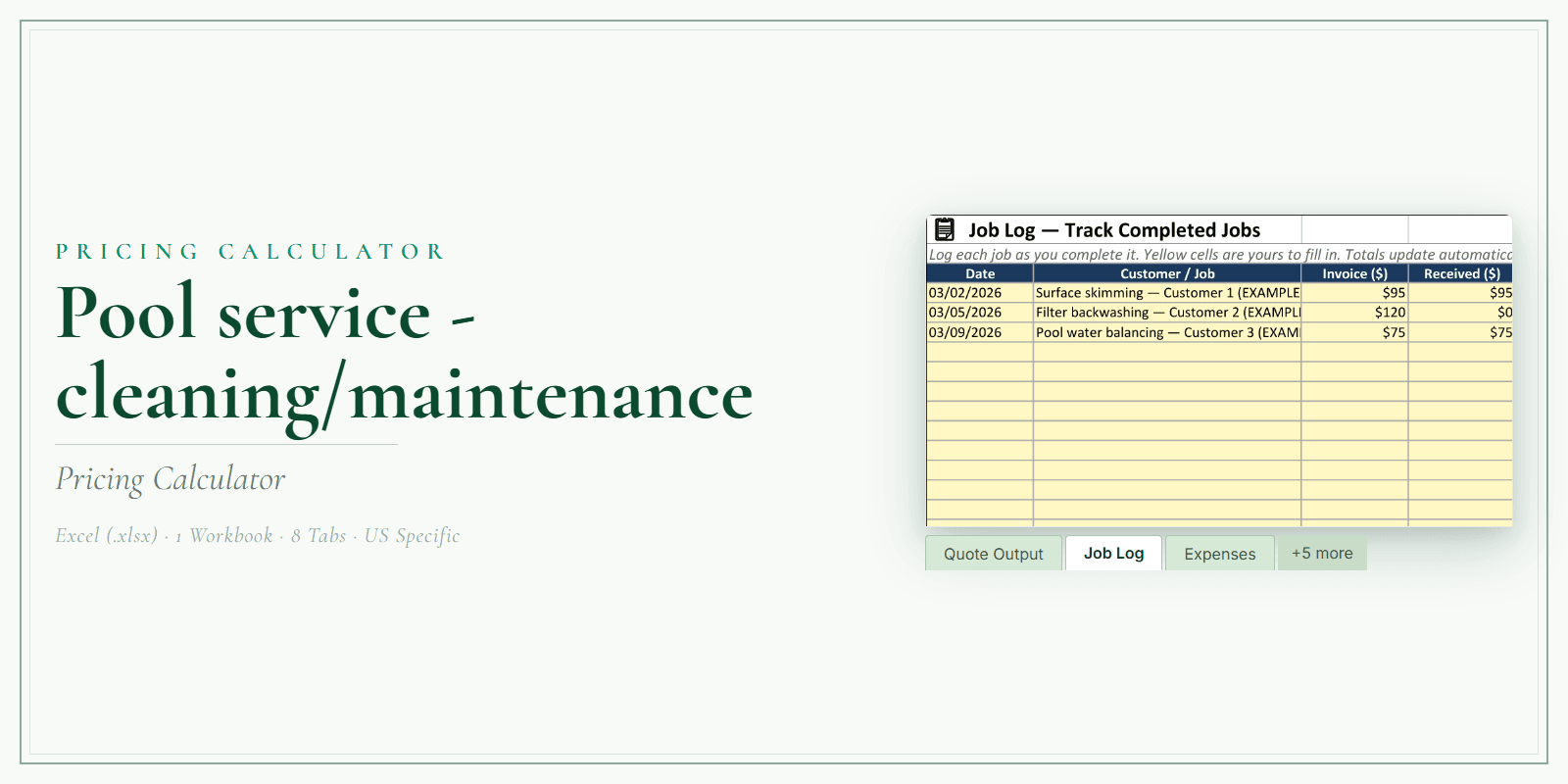 Pool Service Pricing Calculator product preview