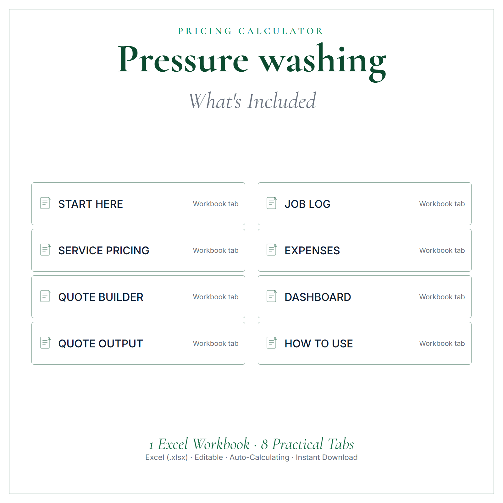 What's included in Pressure Washing Pricing Calculator