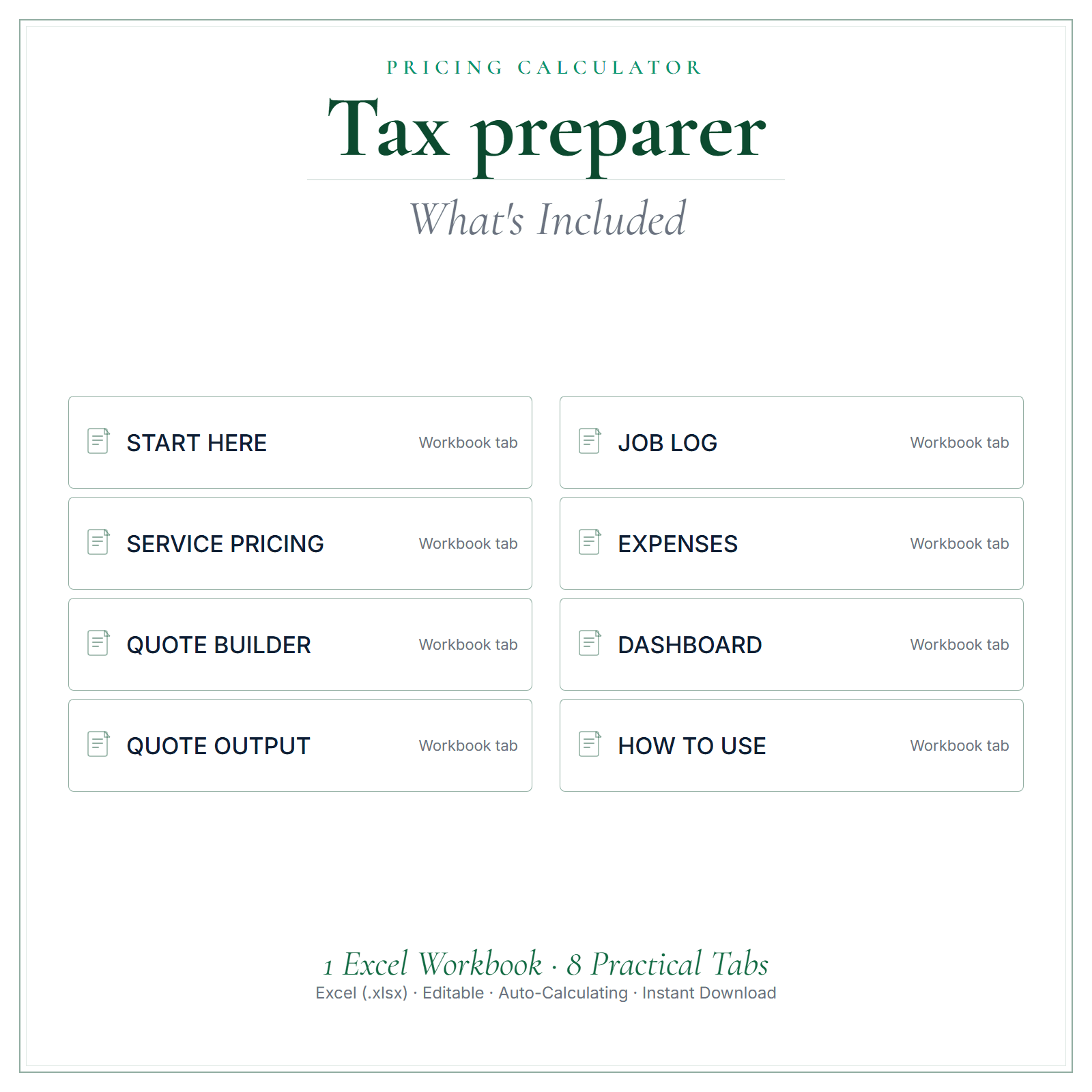 What's included in Tax Preparer Pricing Calculator