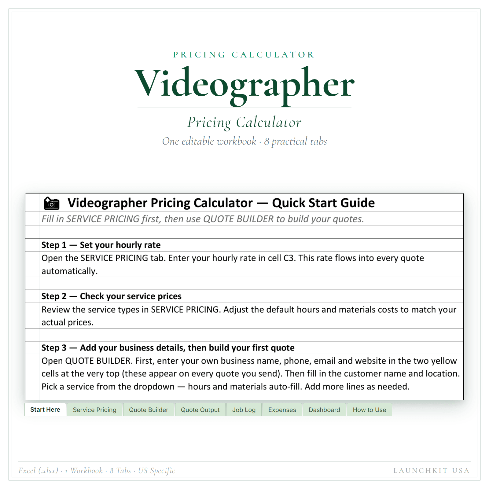 Pricing Calculator for Videographer