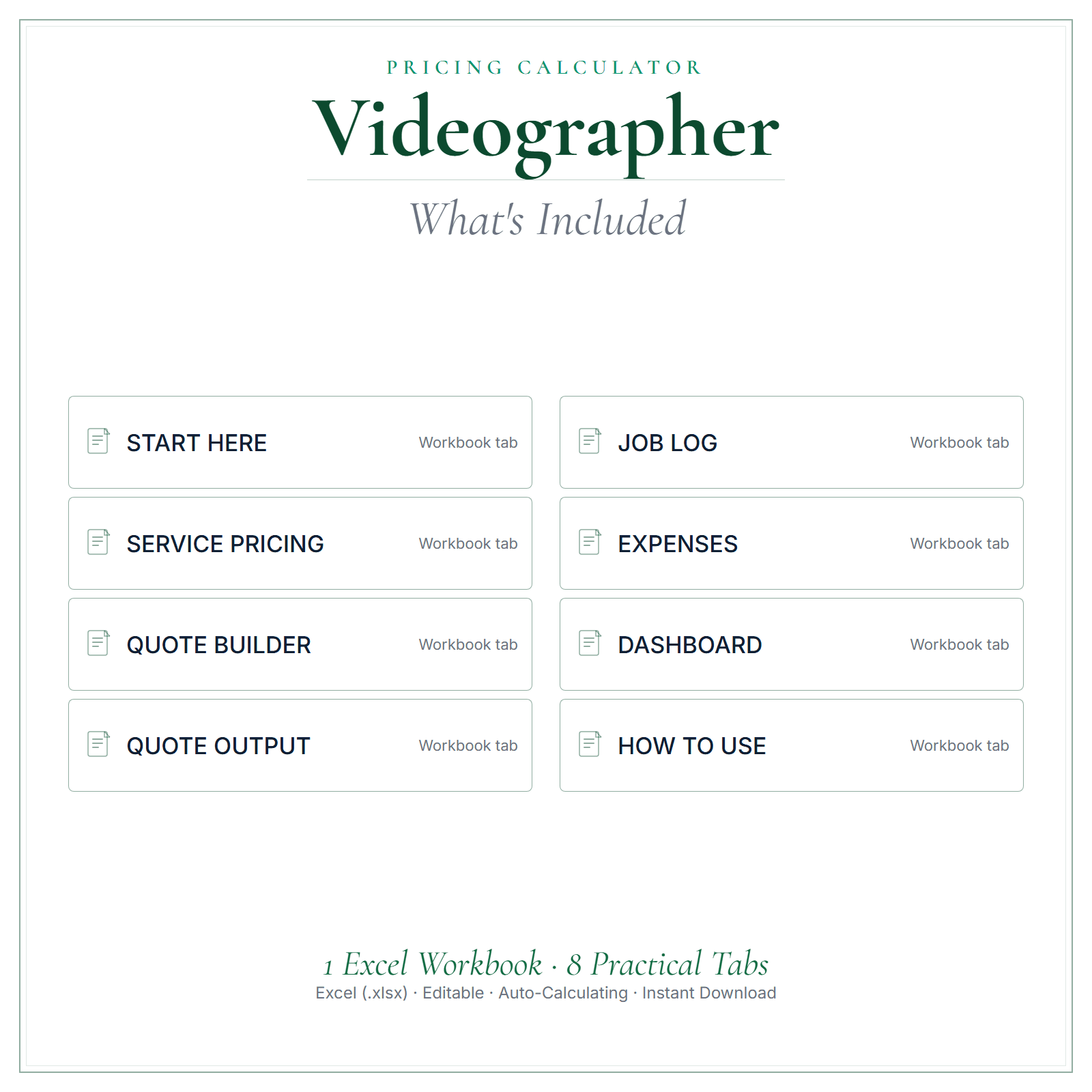 What's included in Videographer Pricing Calculator