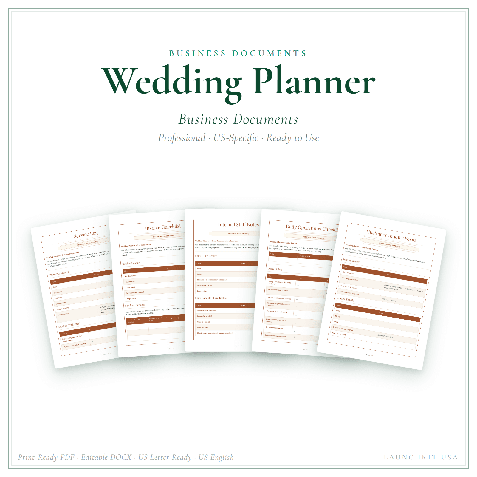 Wedding Planner Business Documents Premium