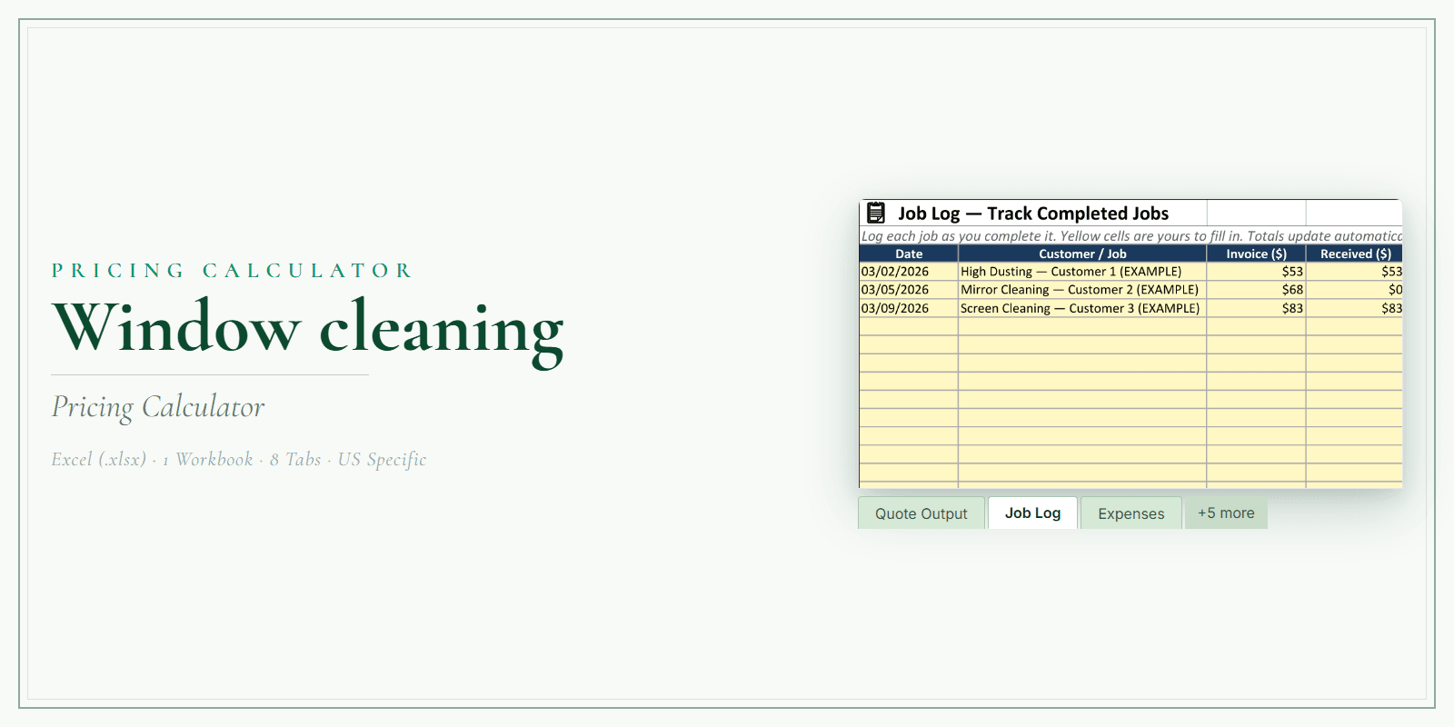 Window Cleaning Pricing Calculator product preview