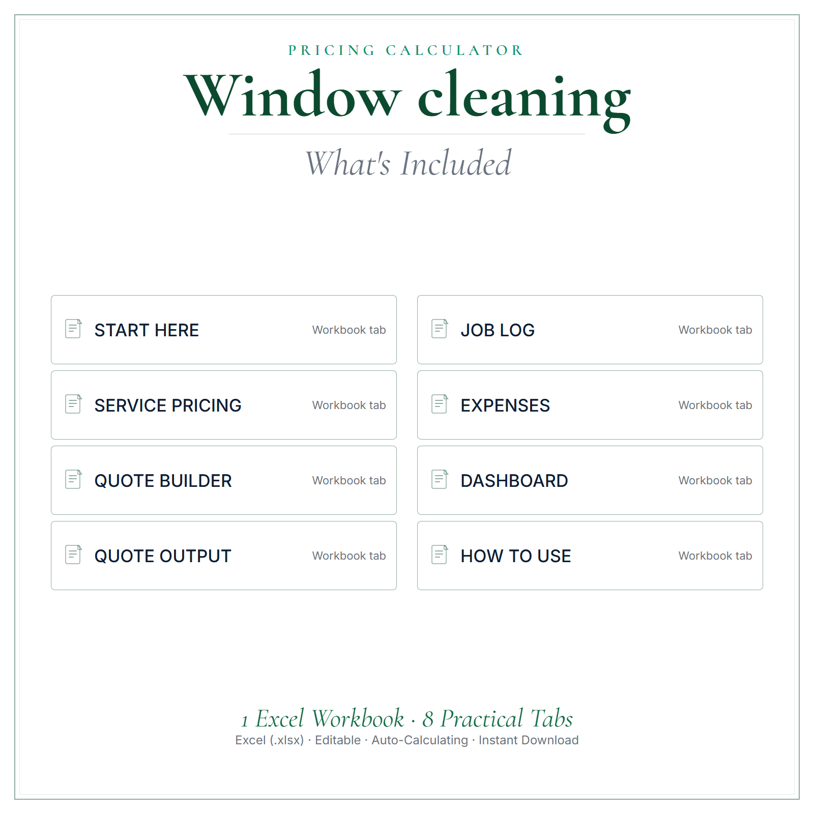 What's included in Window Cleaning Pricing Calculator