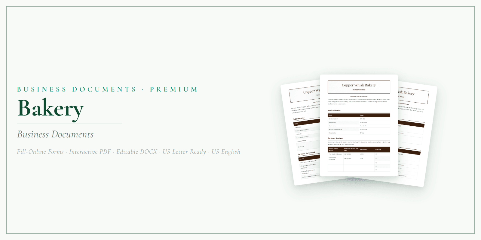 Bakery Business Documents — Premium product preview