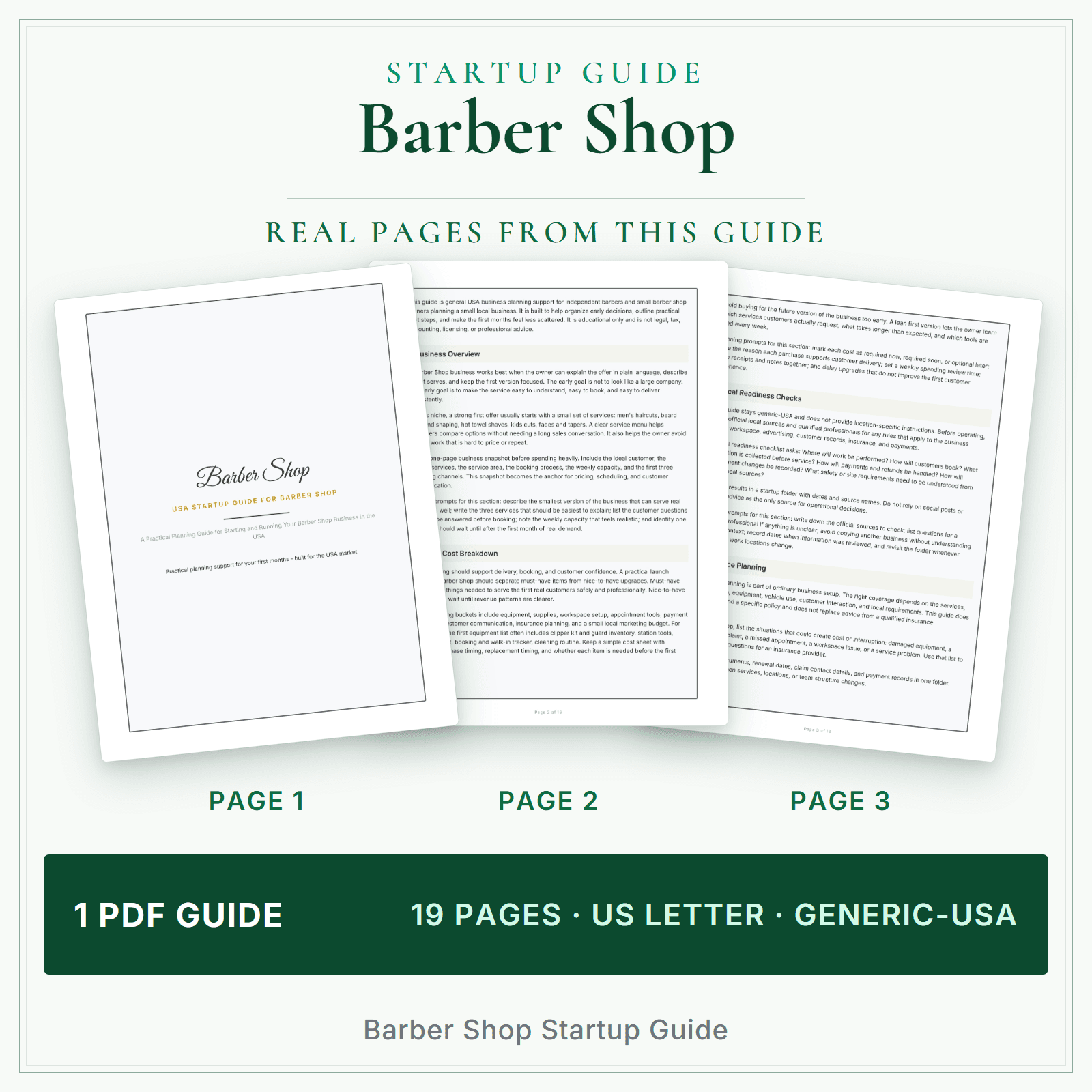 Barber Shop Startup Guide sample pages